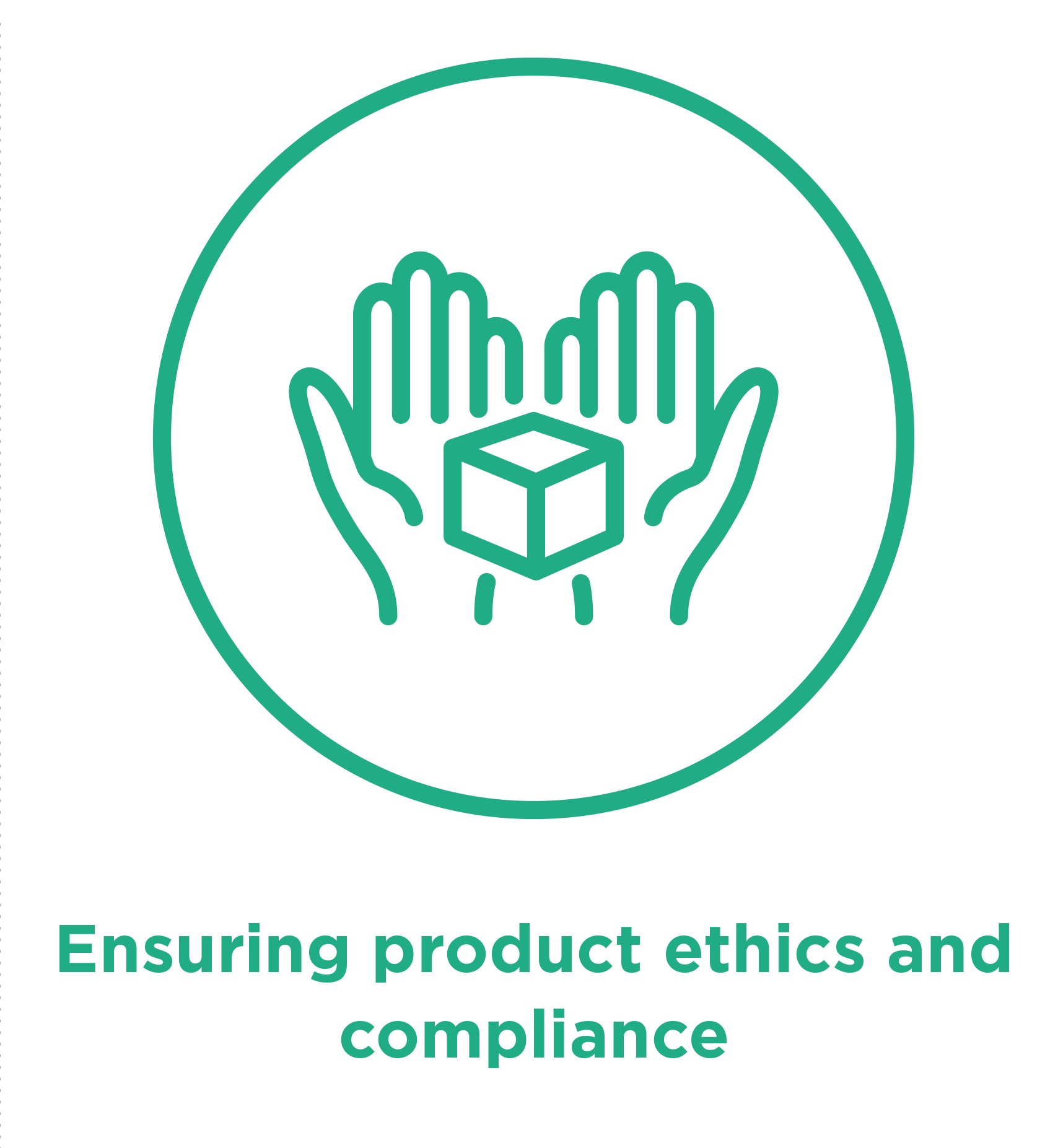 A green icon of two hands holding a cube in a circle.