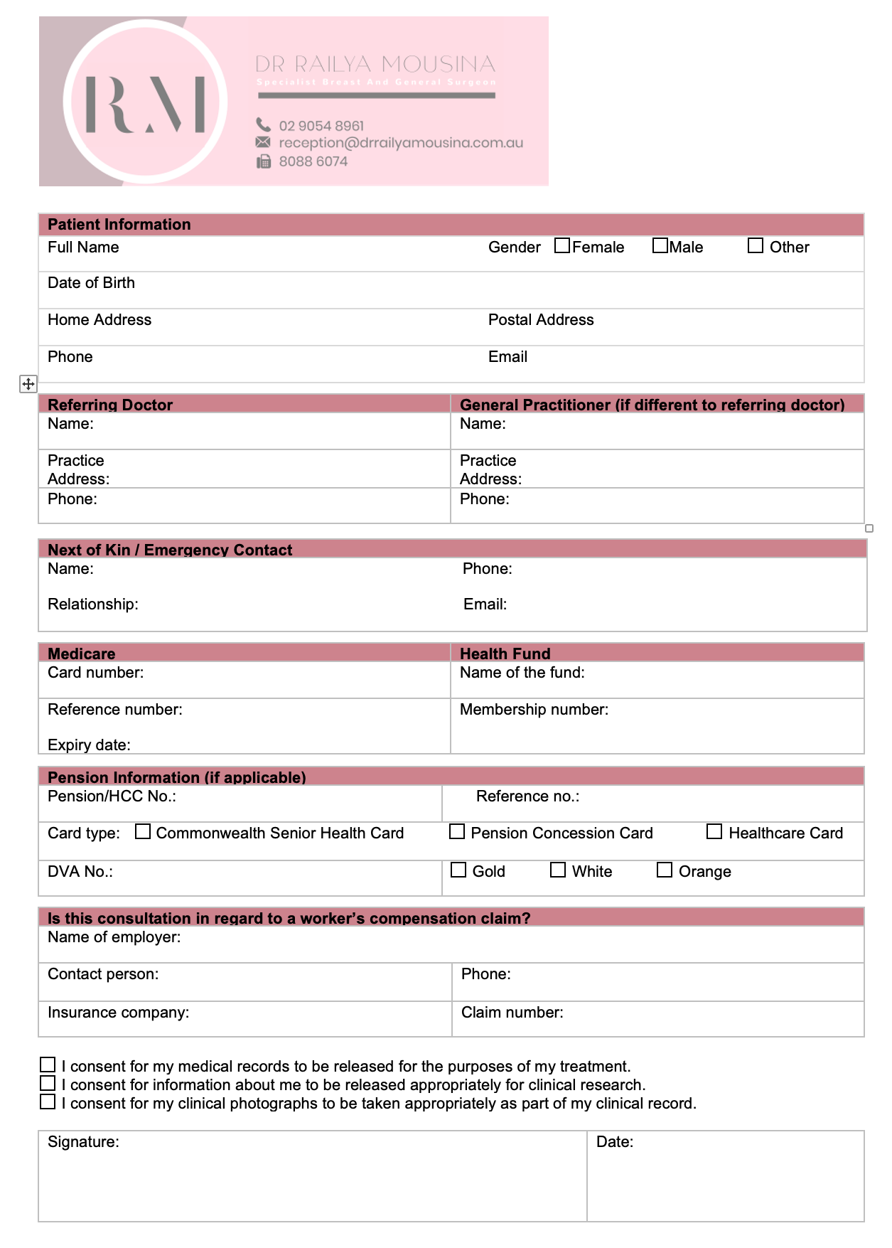 New Patient Form