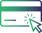 A credit card with a cursor pointing at it.