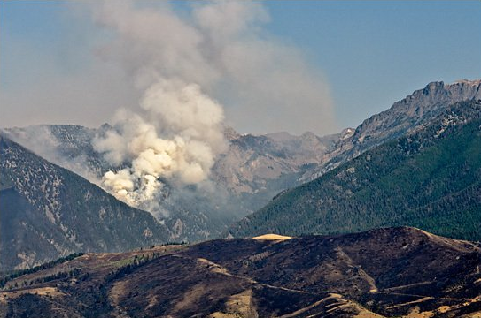Mountain Range up in smoke.