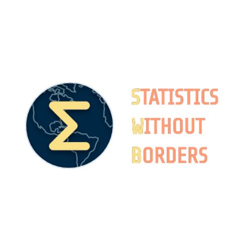 A logo for statistics without borders with a globe in the center