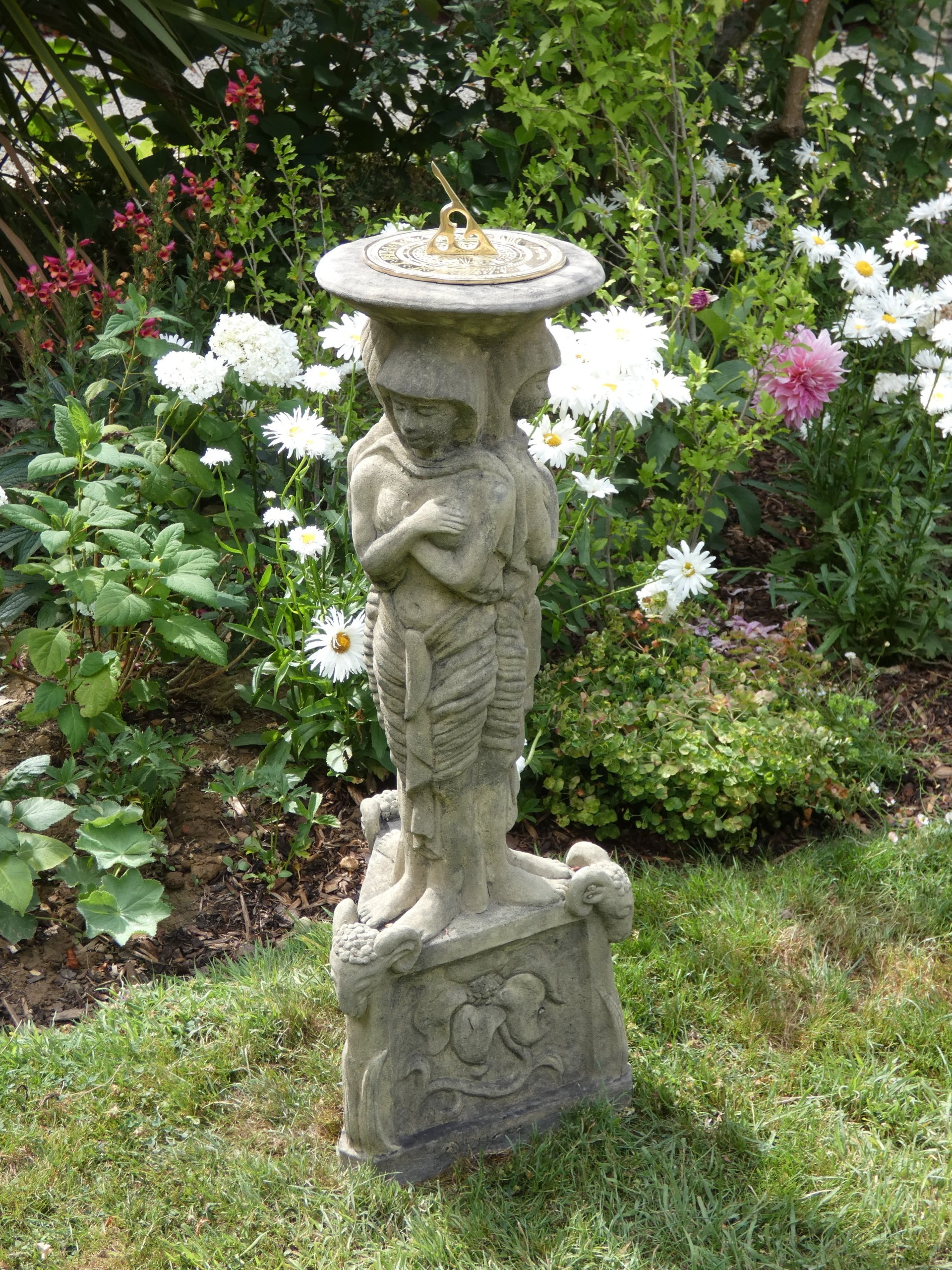 egyptian pedestal brass sundial stone garden statue