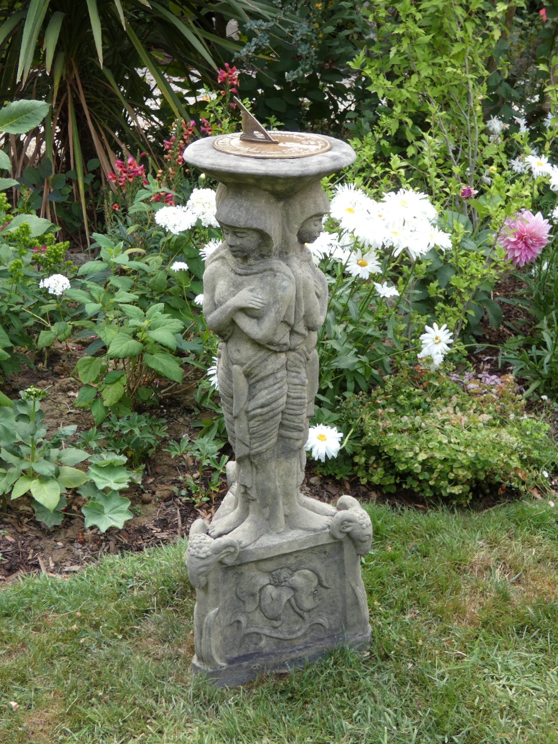 egyptian pedestal brass sundail stone garden statue