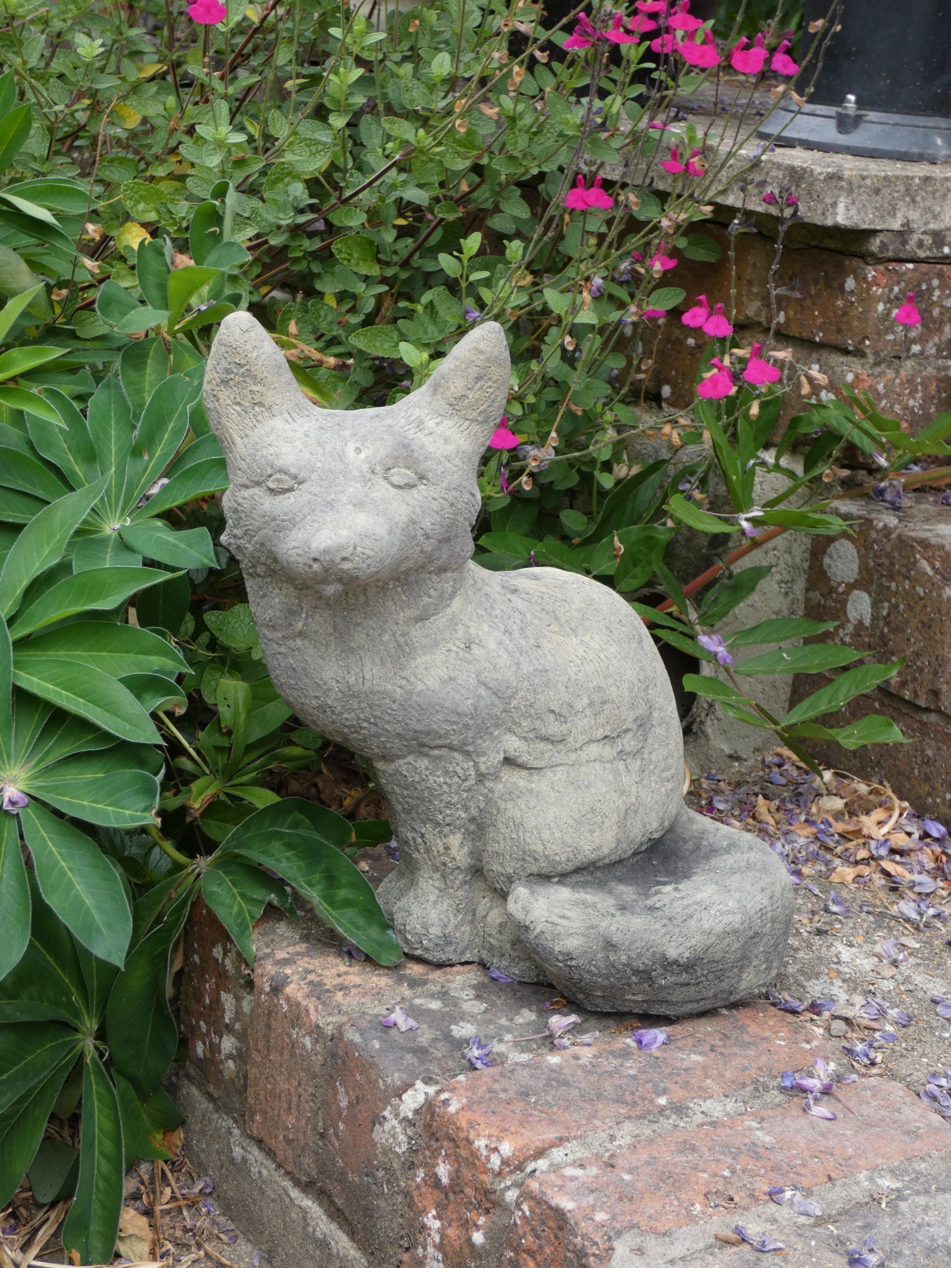 medium fox stone garden statue