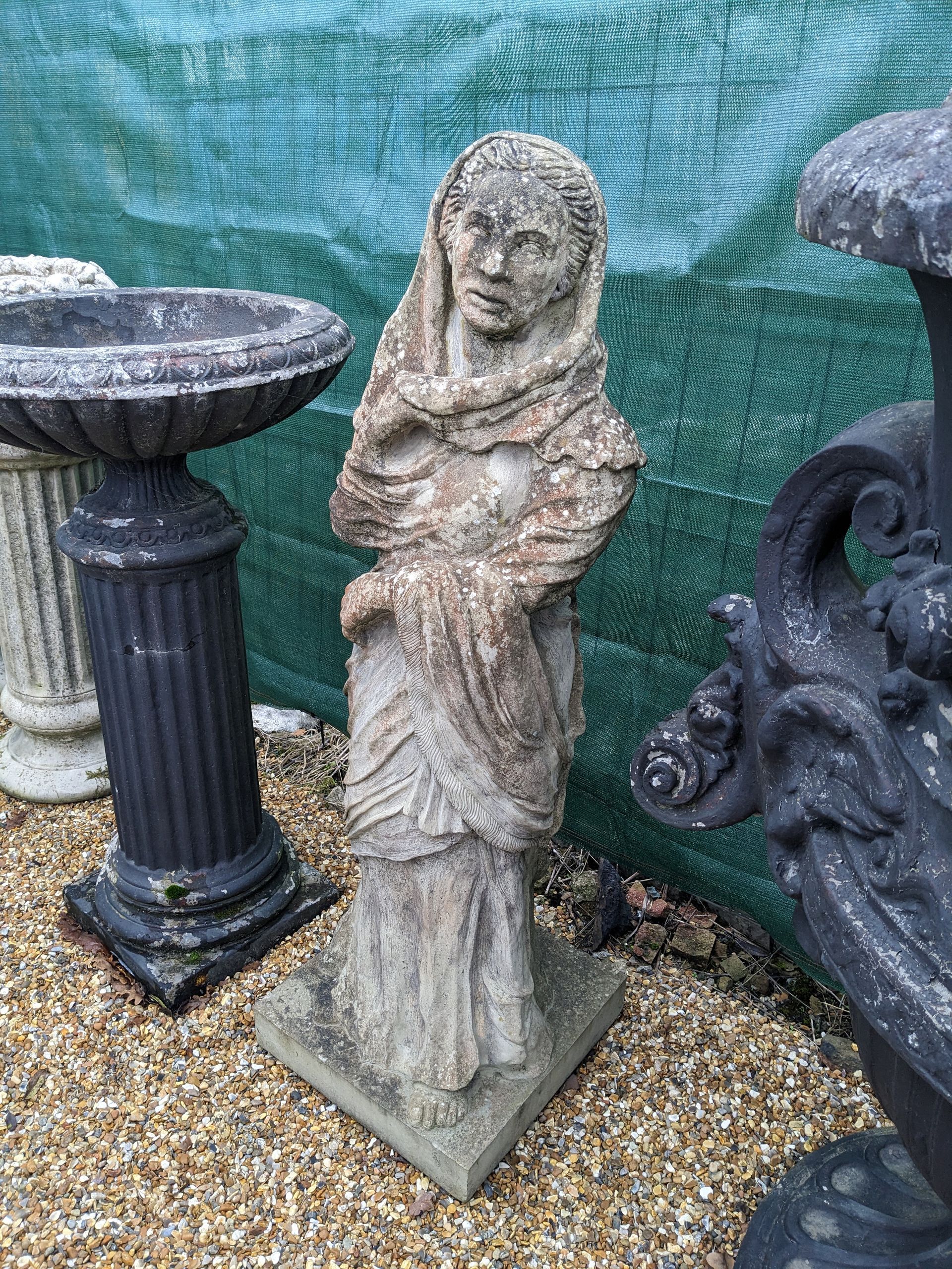 draped lady stone garden statue