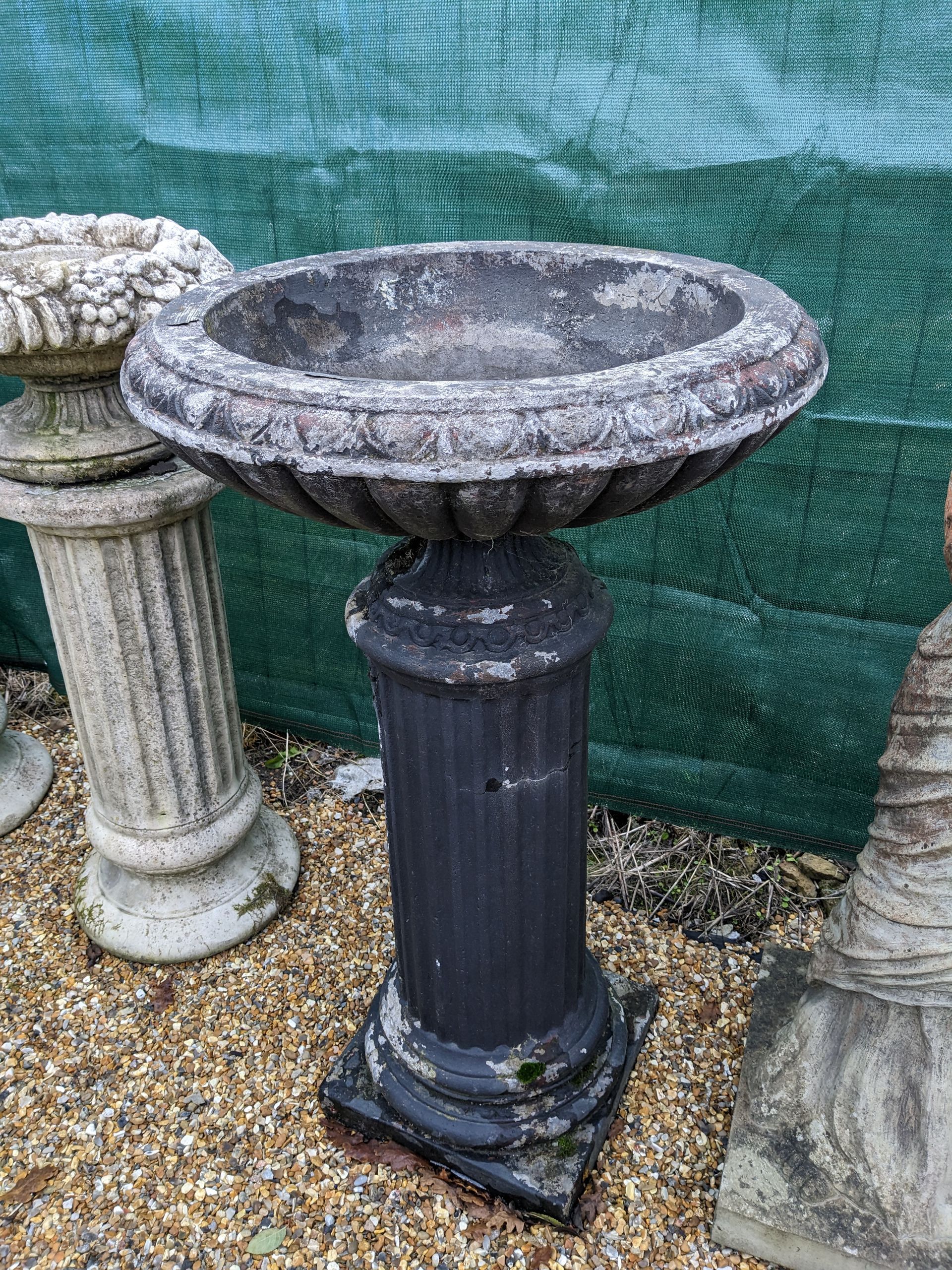 column vase tub urn planter stone garden statue