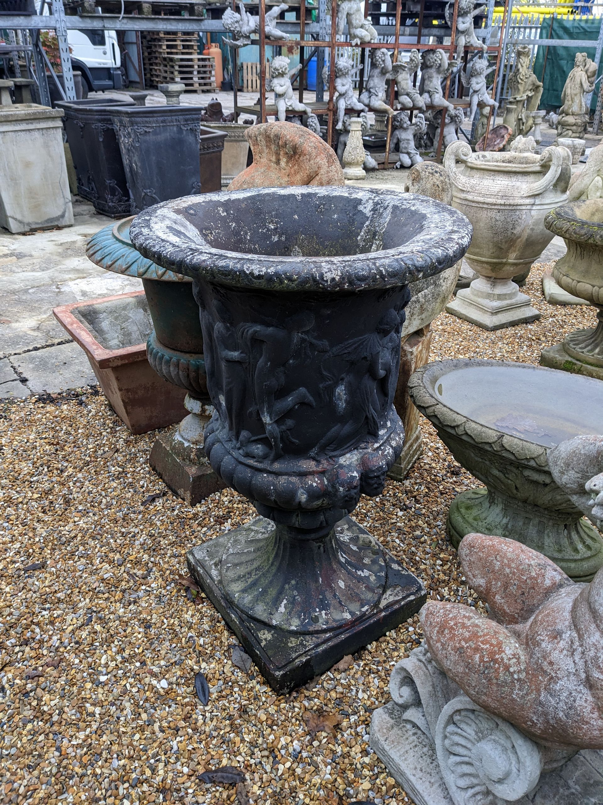 heads gods vase tub urn planter stone garden statue