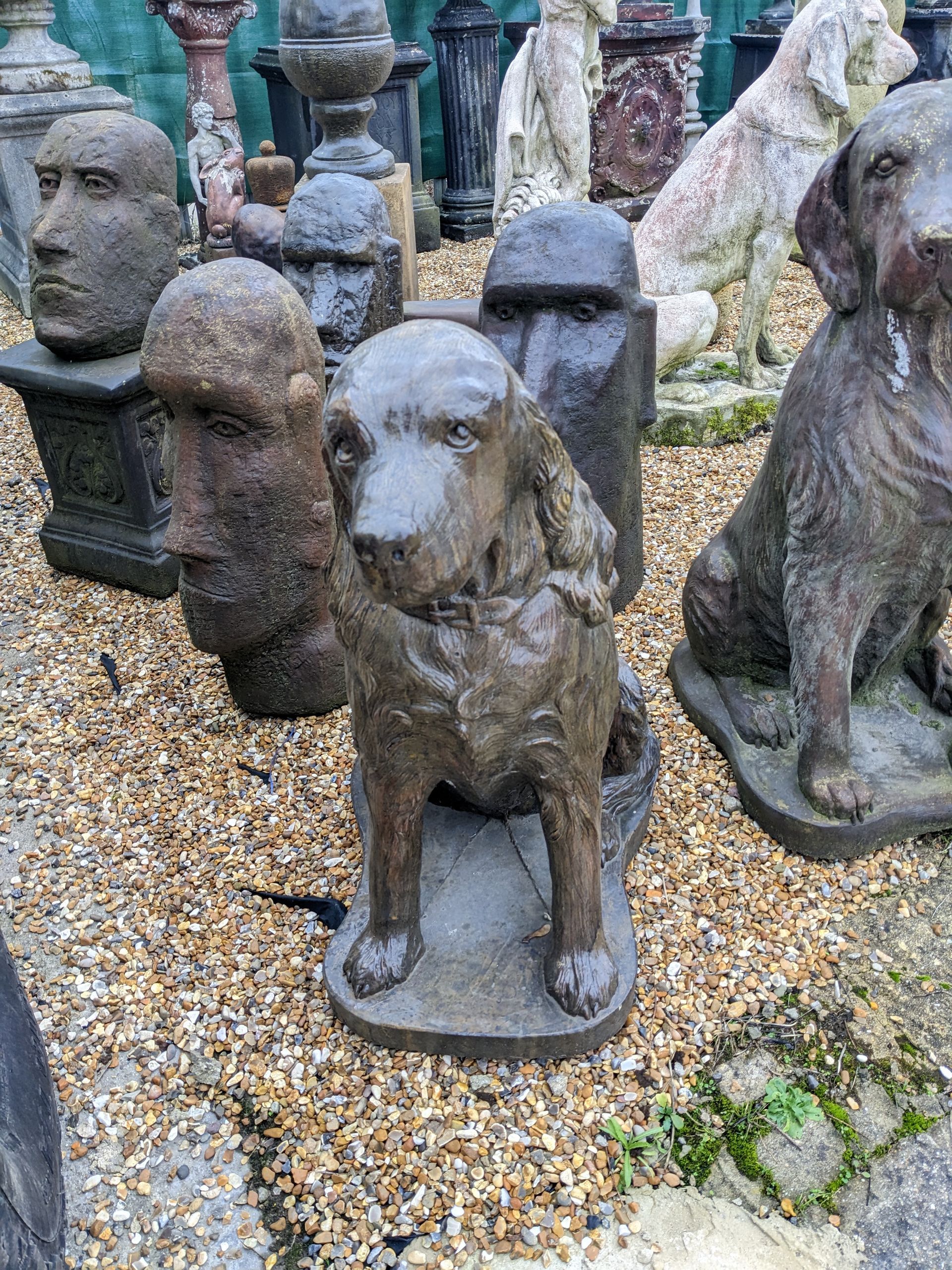 spaniel dog hound stone garden statue