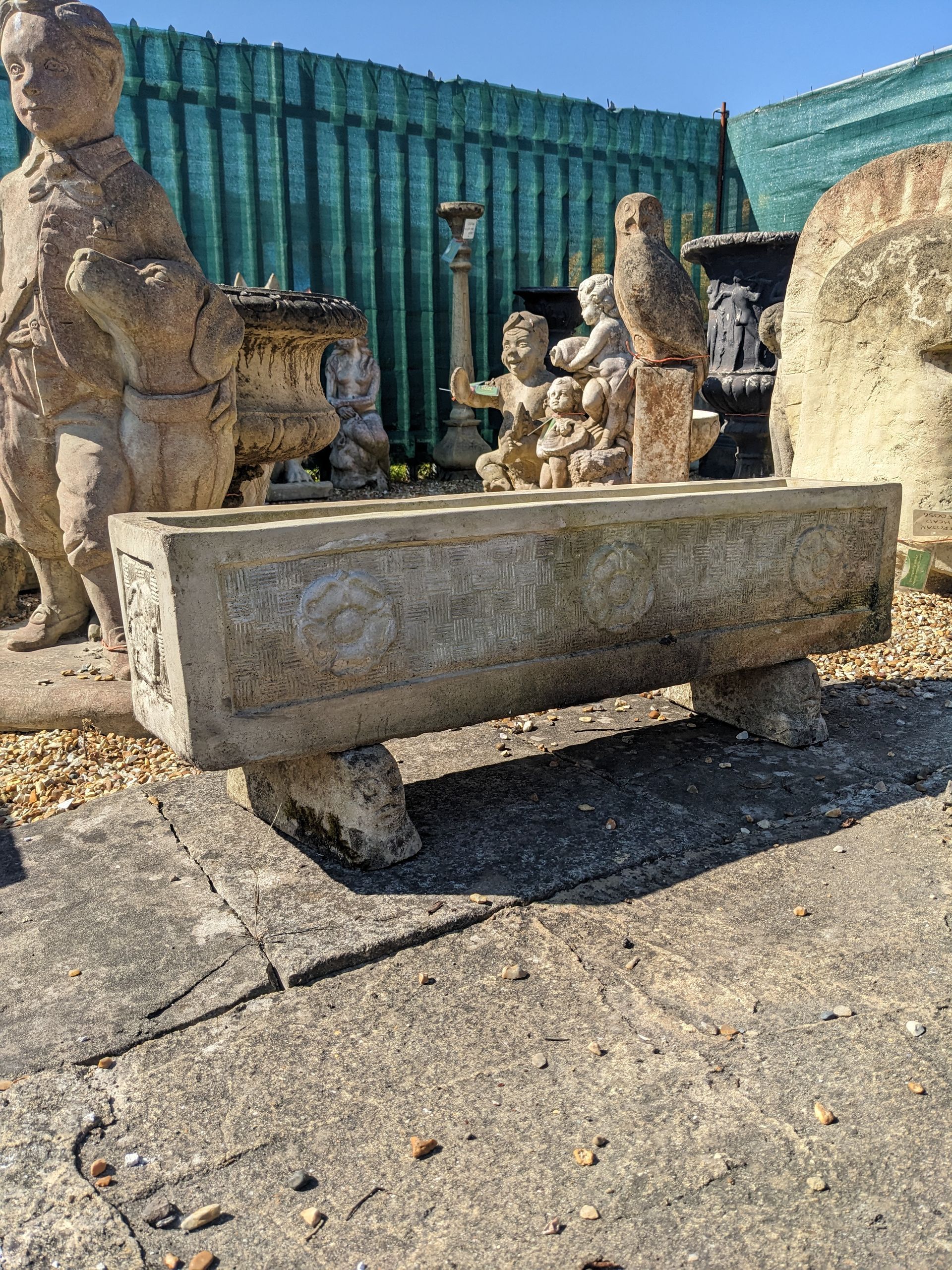 tudor trough vase tub urn planter stone garden statue