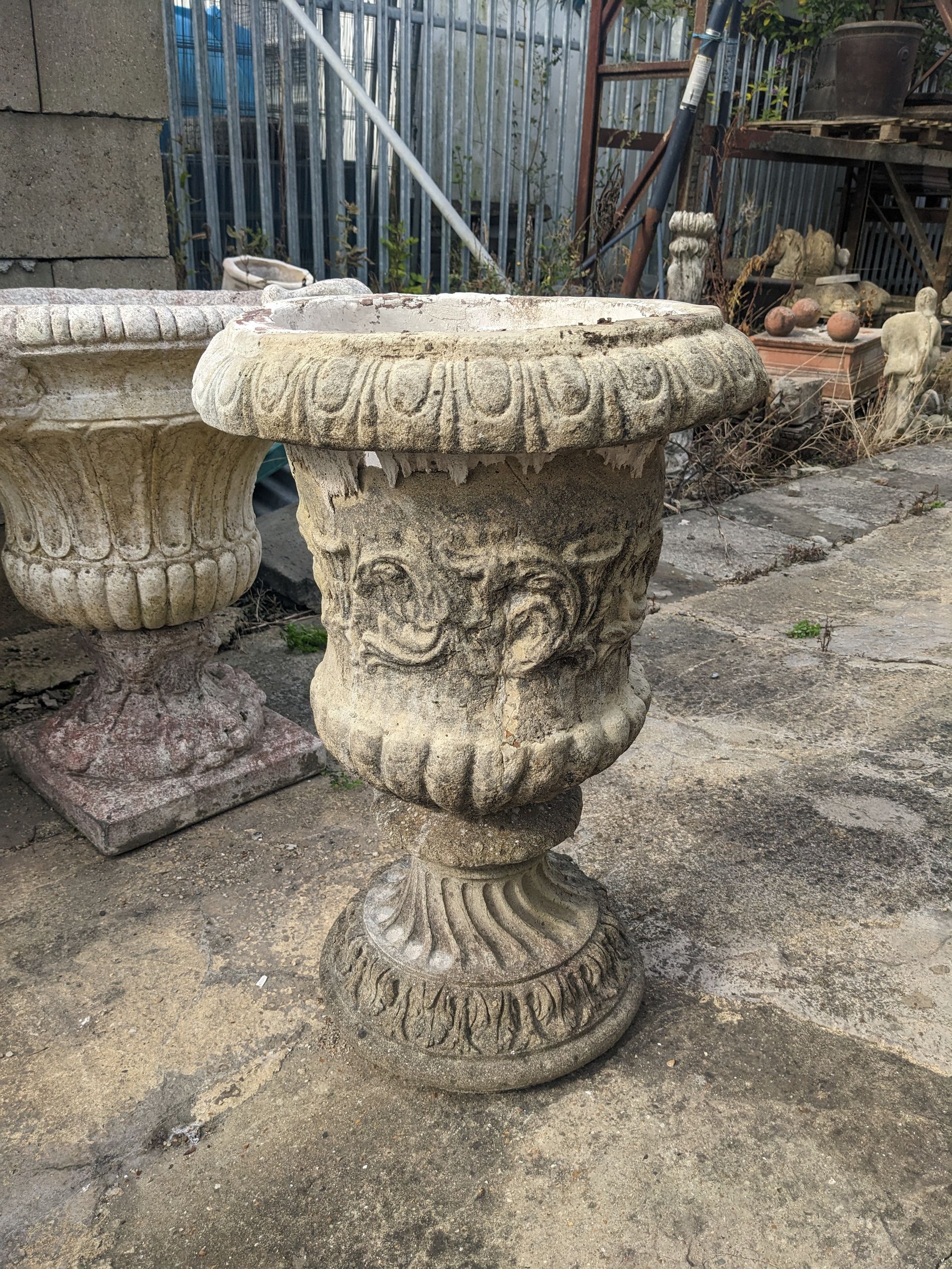 corinth classical vase tub urn planter stone garden statue