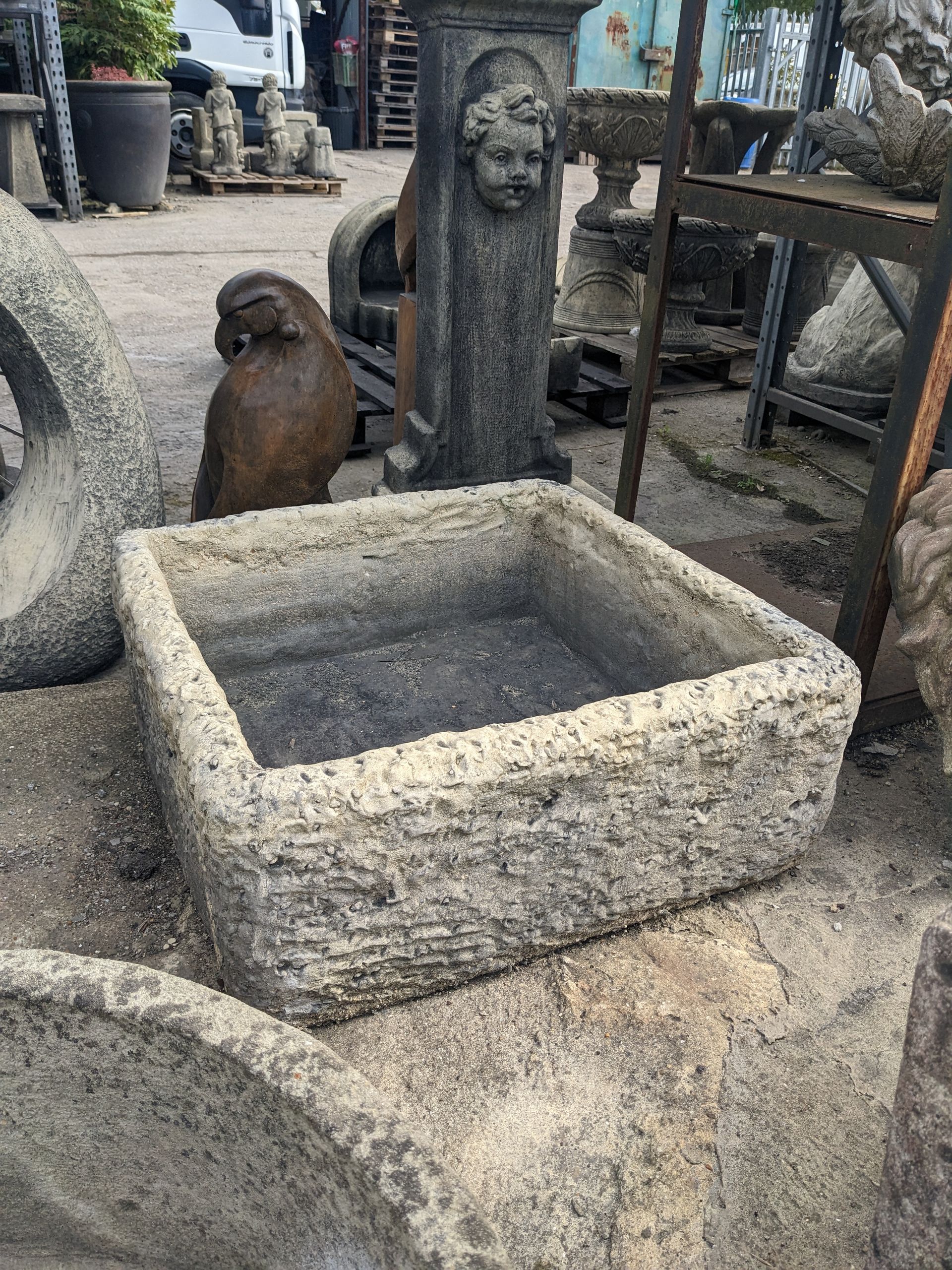 square reservoir vase tub urn planter stone garden statue