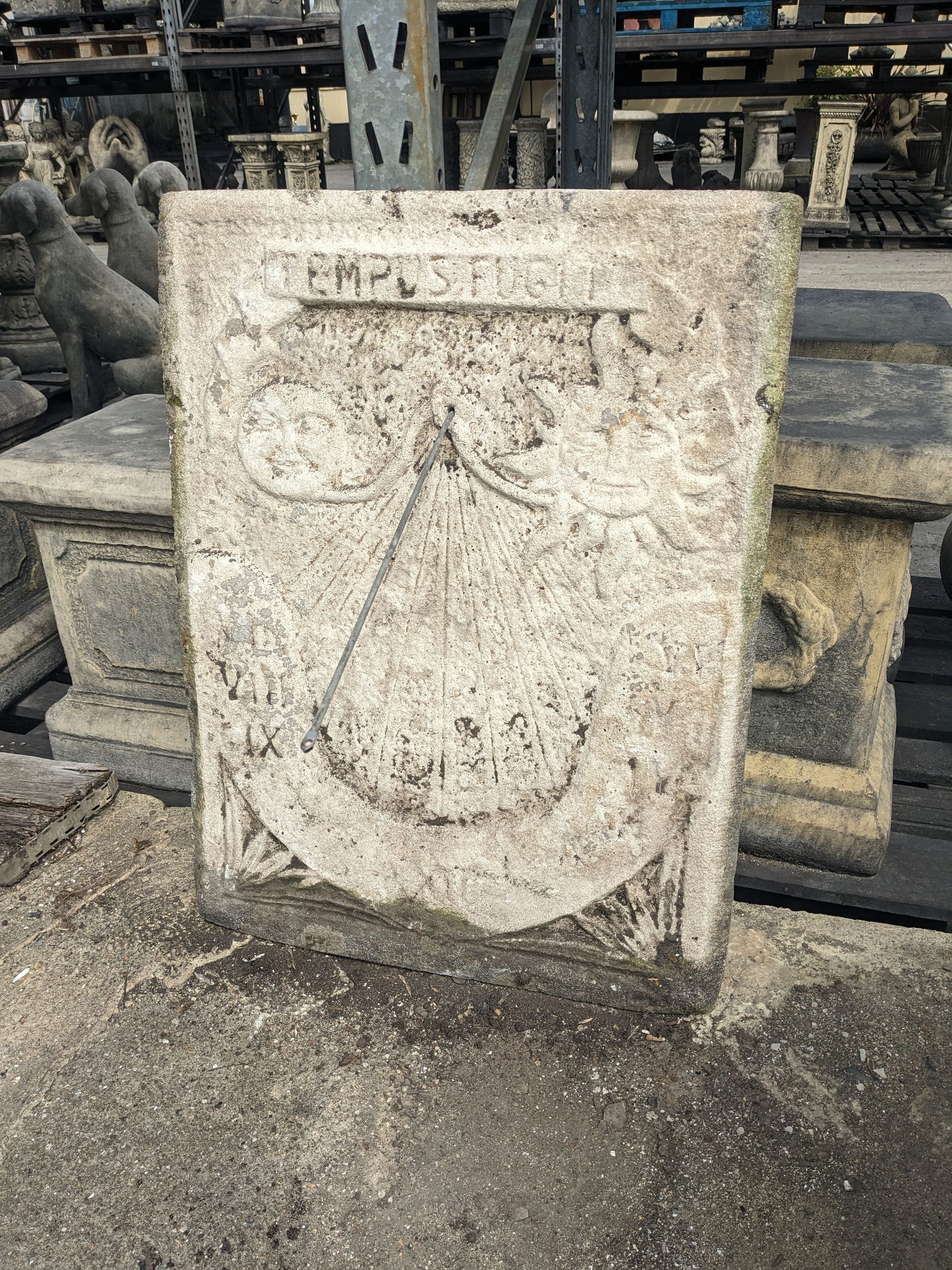 large wall sundial stone garden statue