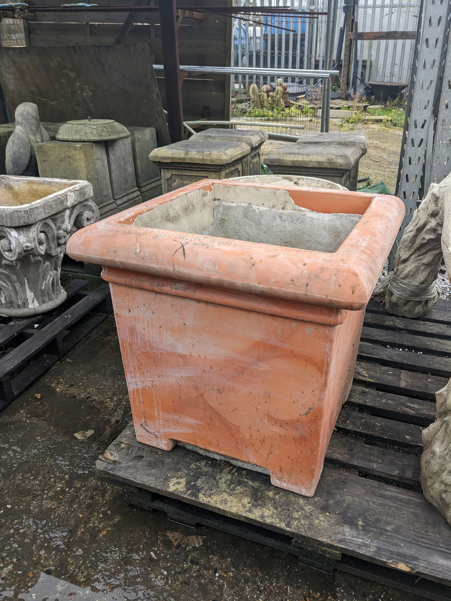 large giant square vase tub urn planter stone garden statue