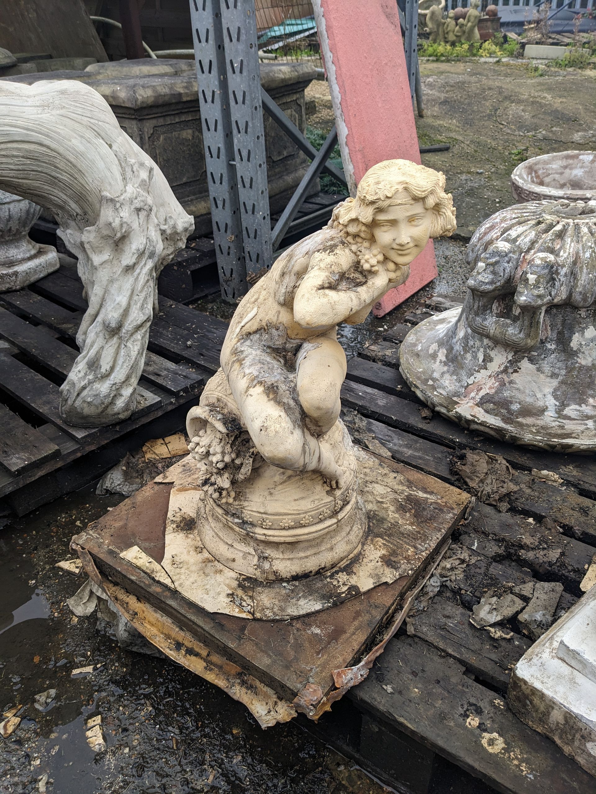 nouveau girl twenties flapper stone garden statue