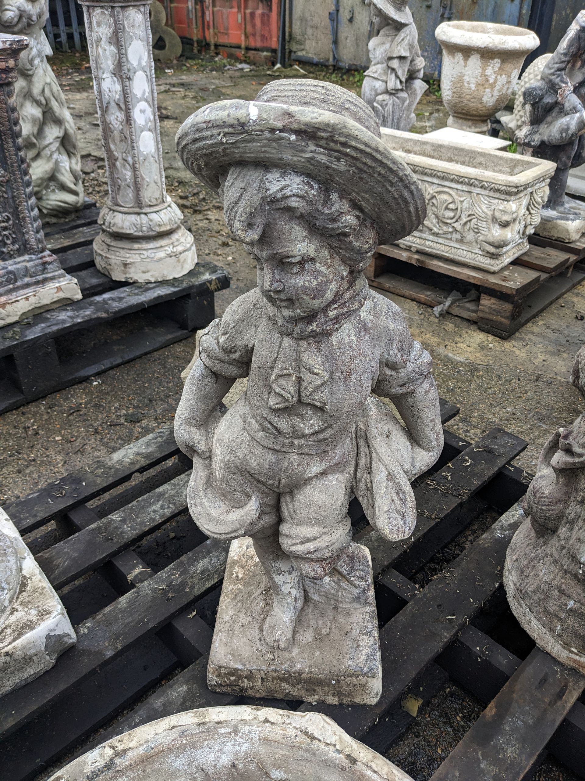 corn sheaf wheat summer boy stone garden statue