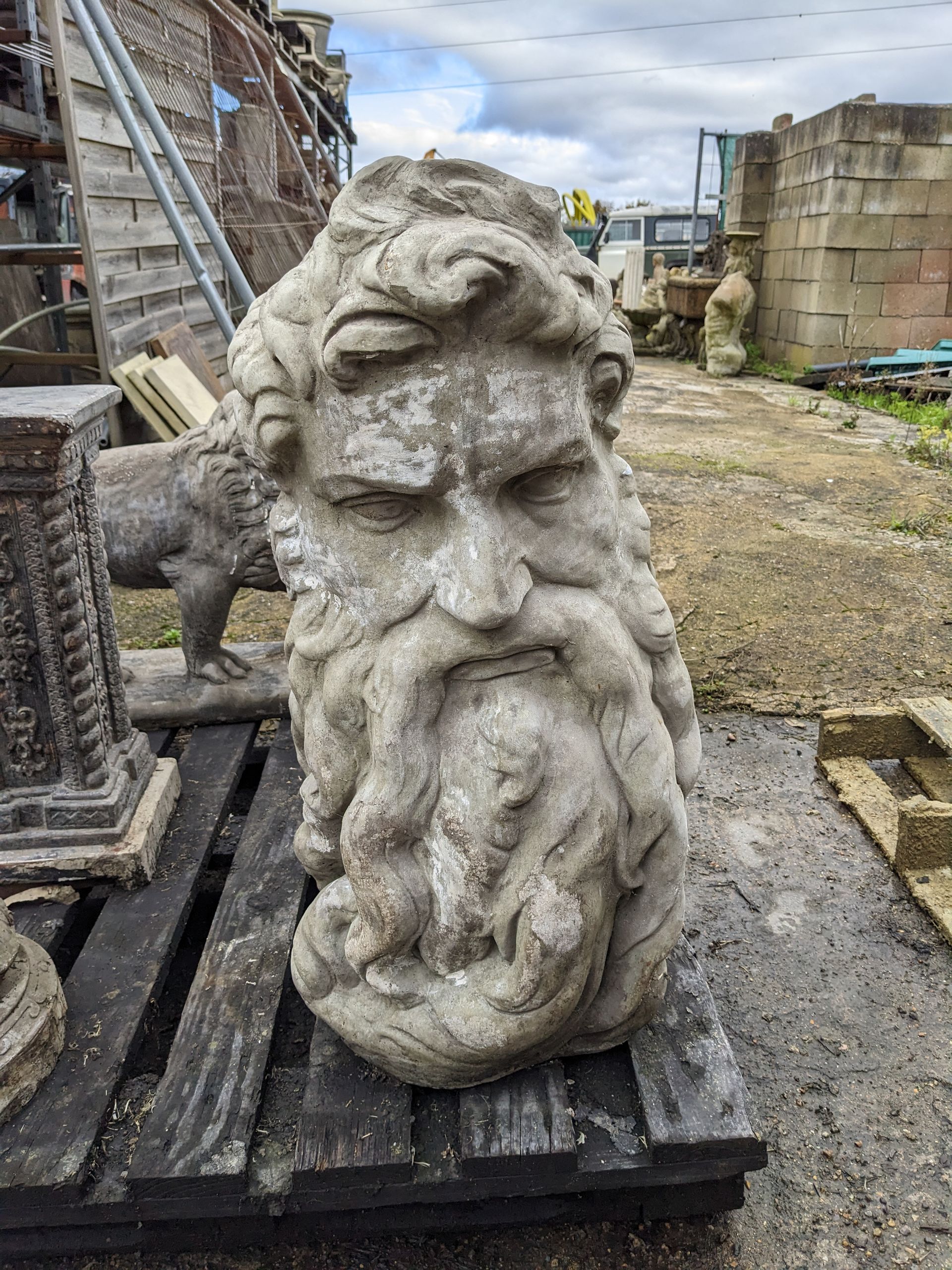 zeus god bust head stone garden statue