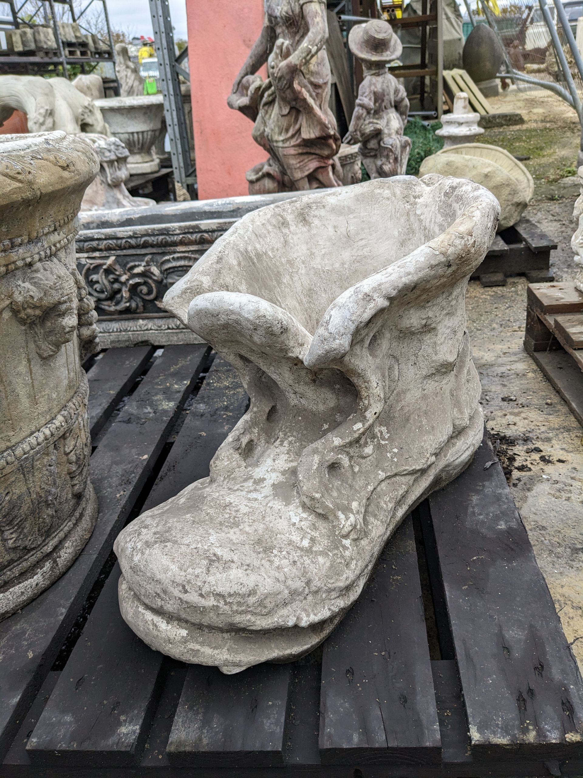 large boot vase tub urn planter stone garden statue