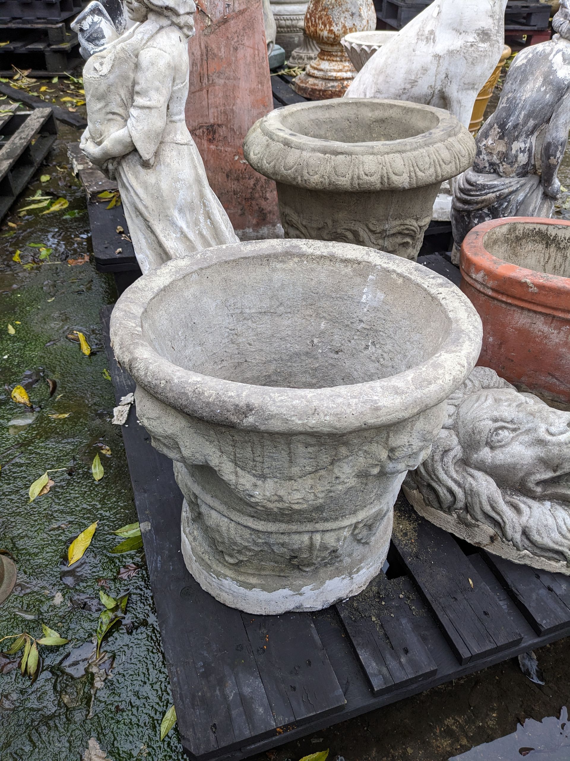 faces tub urn vase planter stone garden statue