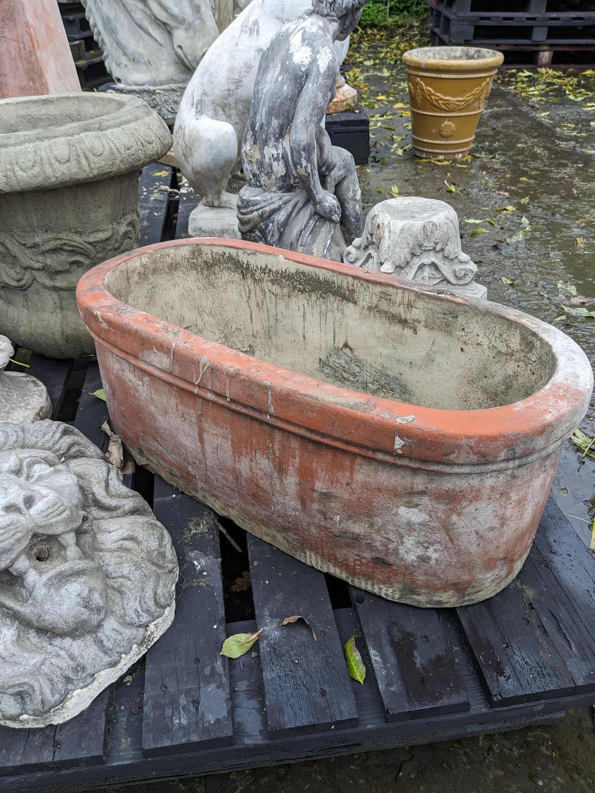 large trough planter stone garden statue