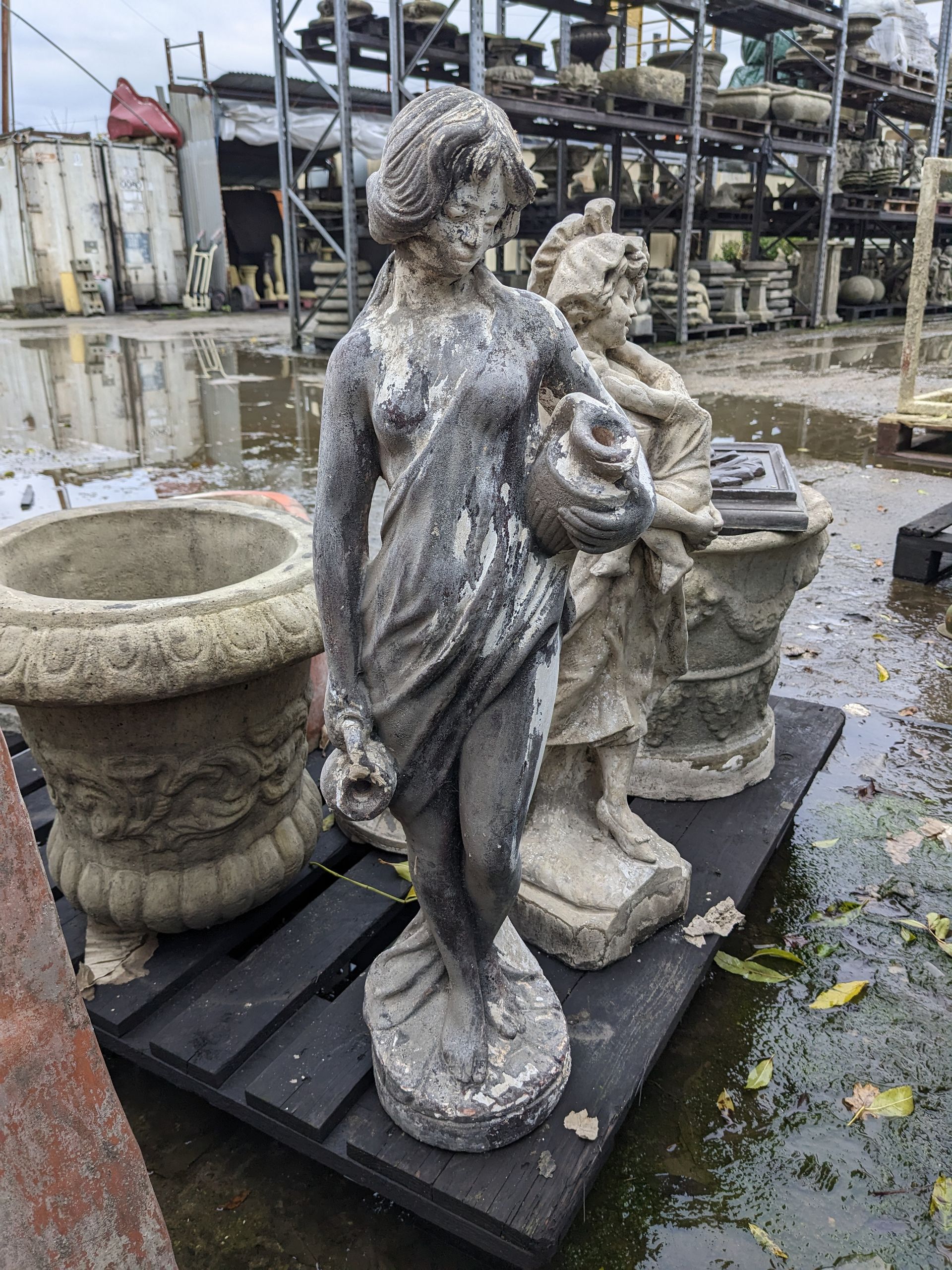 wtaerbearer grecian girl with jugs stone garden statue