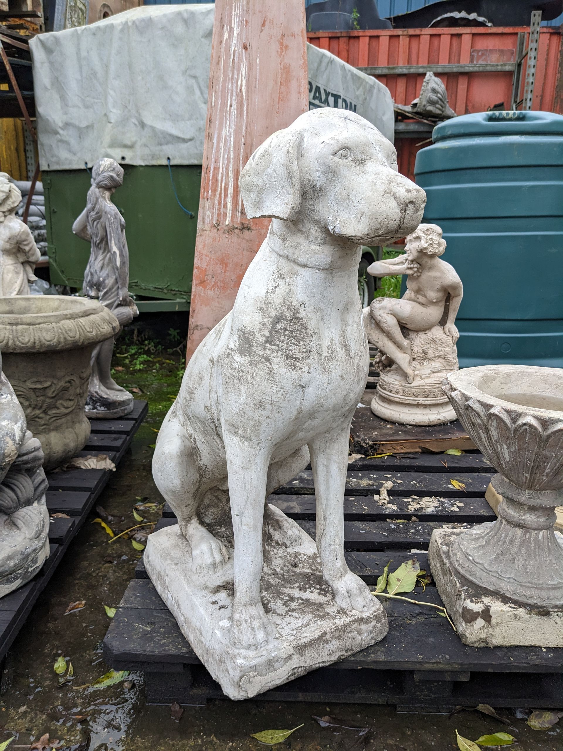 pointer dog hound labrador retriever stone garden statue