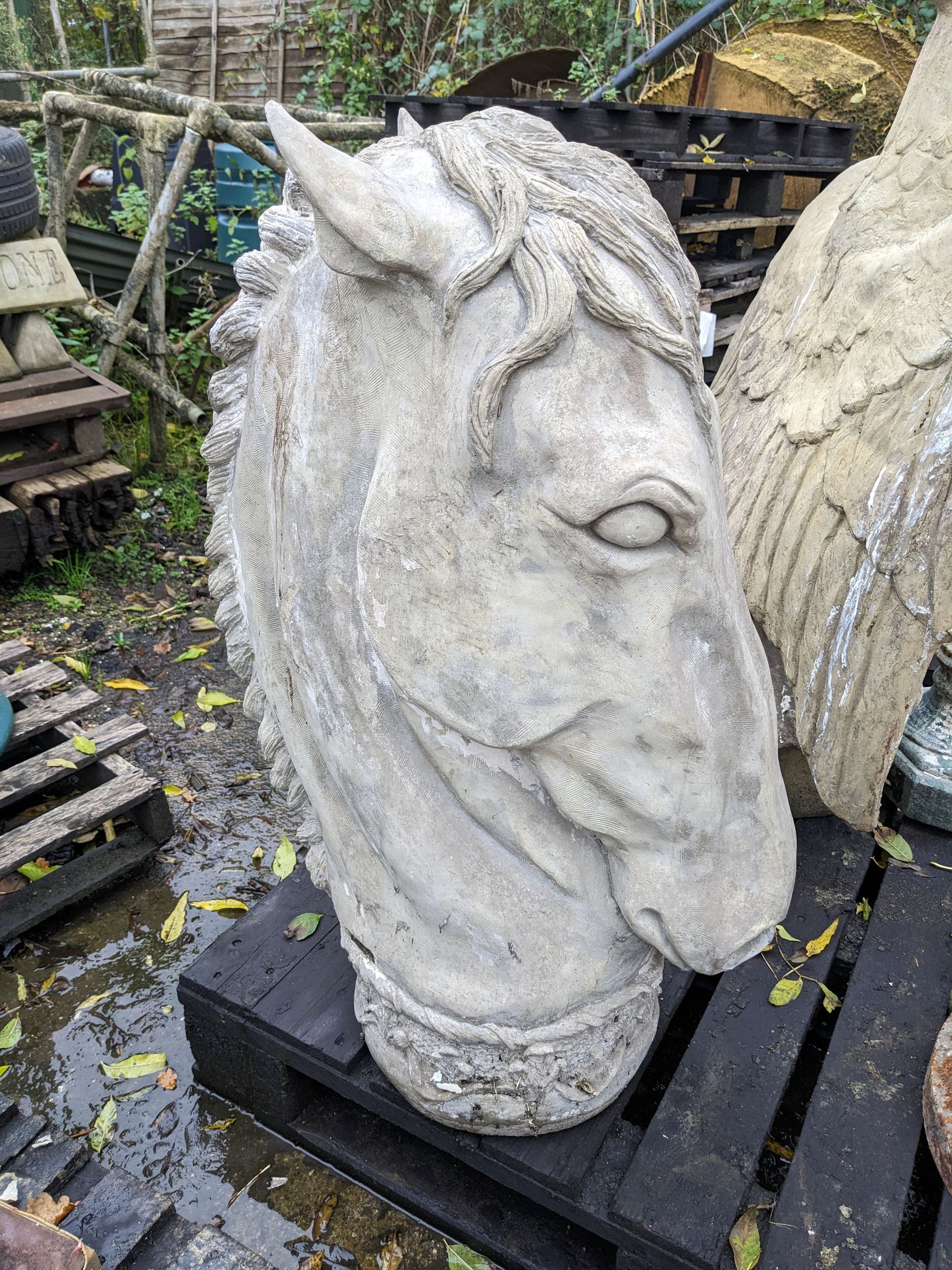 equine horse finial stone garden statue