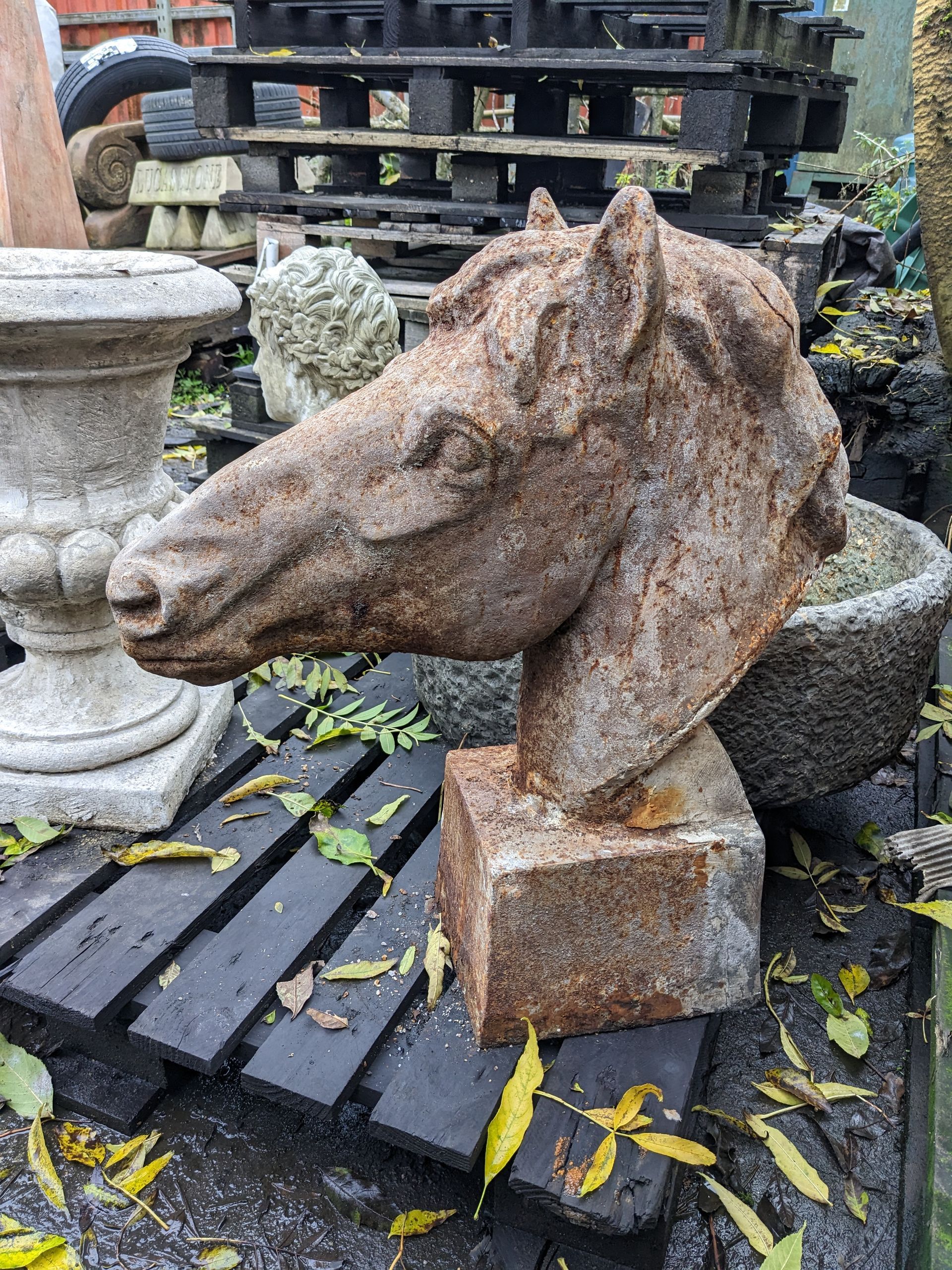 equine horse bust head stone garden statue
