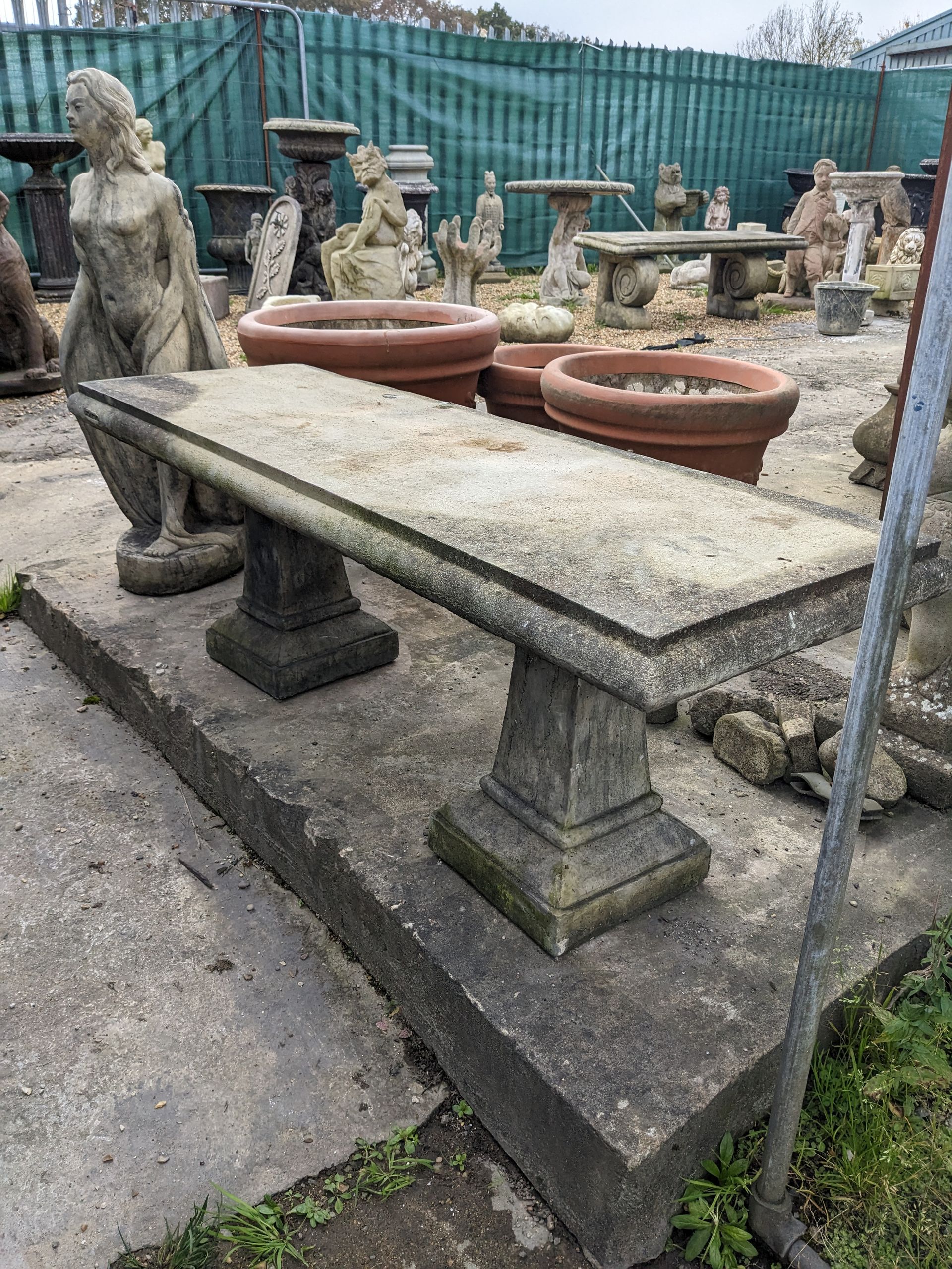 grand large keymer bench stone garden statue