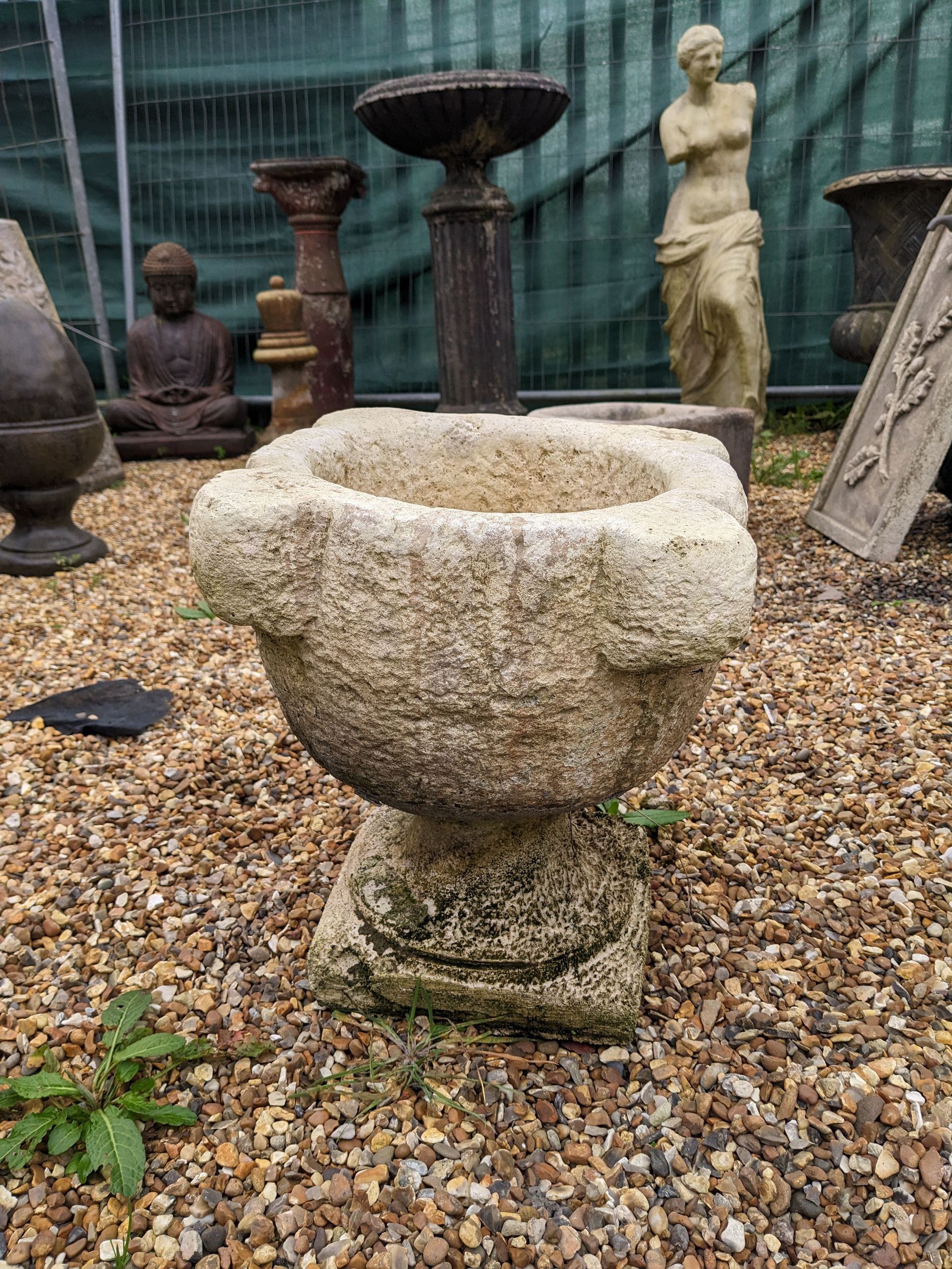 medieval urn vase tub stone garden statue