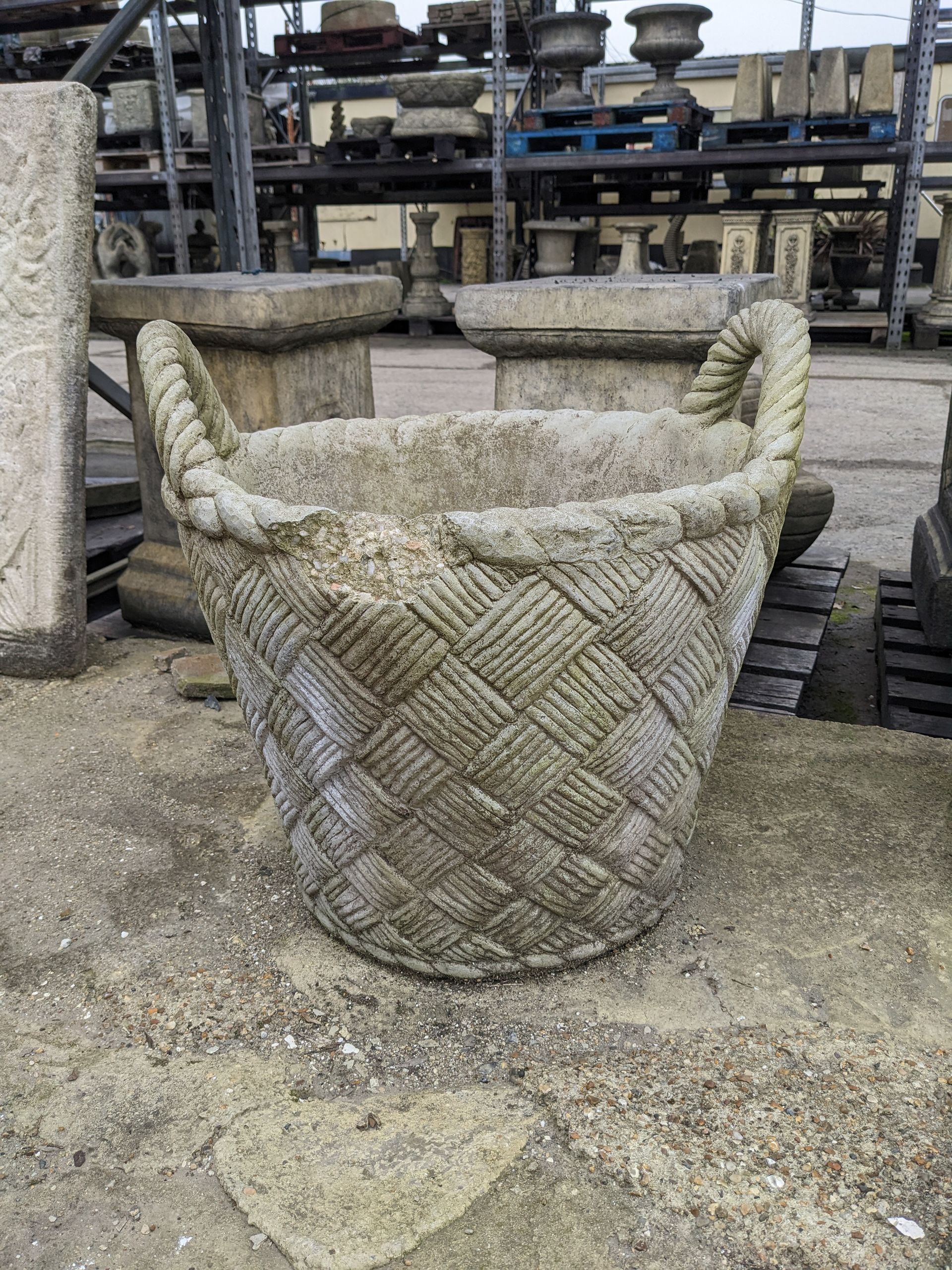 basket urn vase tub stone garden statue
