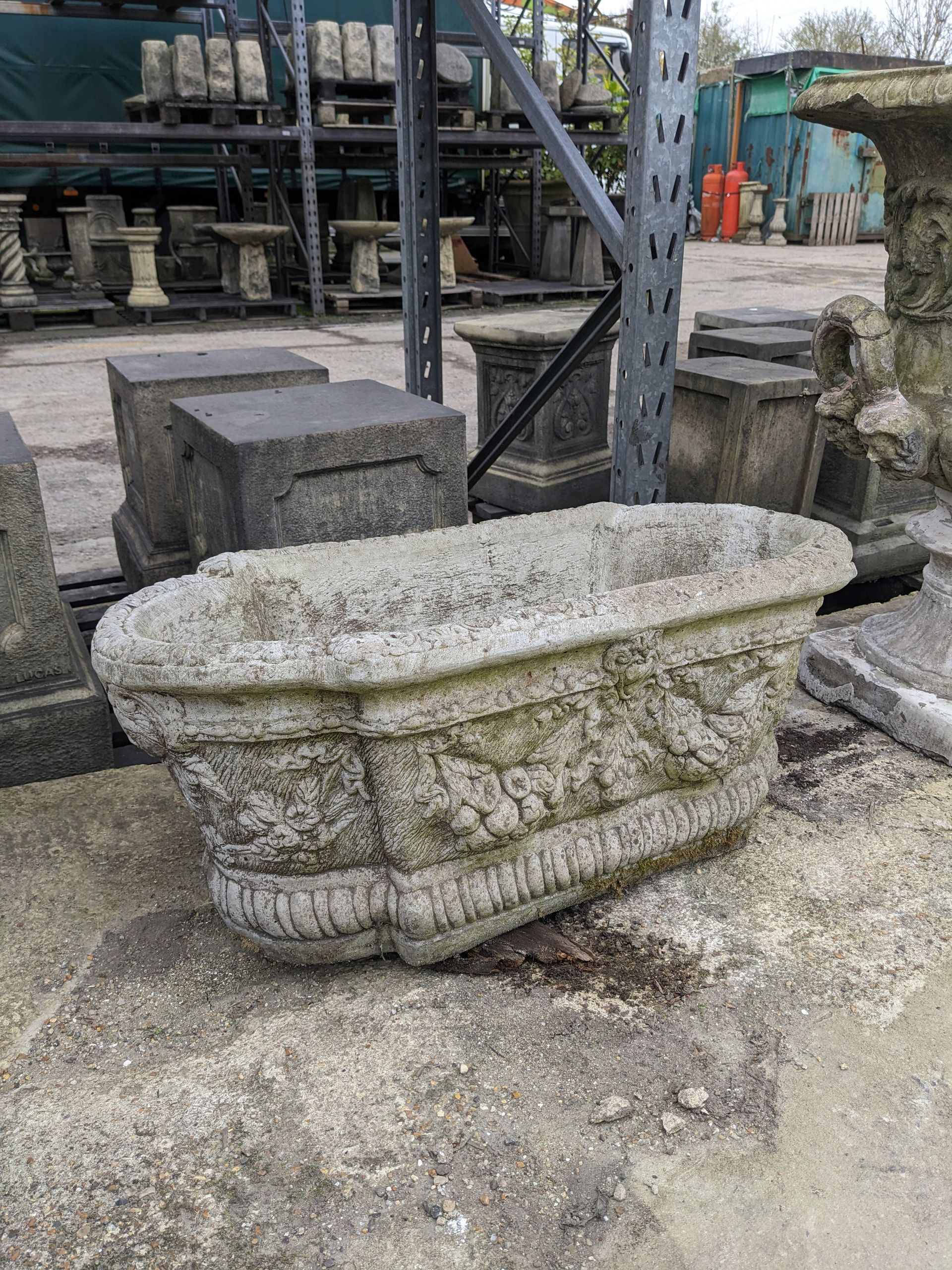 grape trough stone garden statue