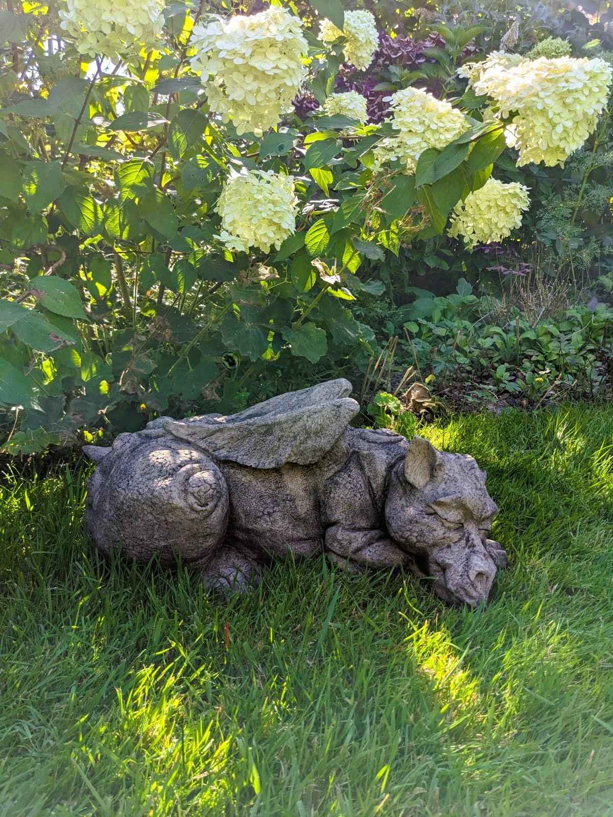 draco dragon mythical resting stone garden statue