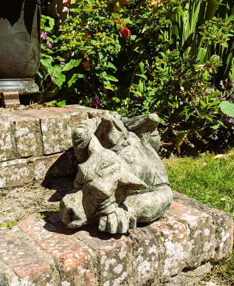 draco dragon mythical resting stone garden statue