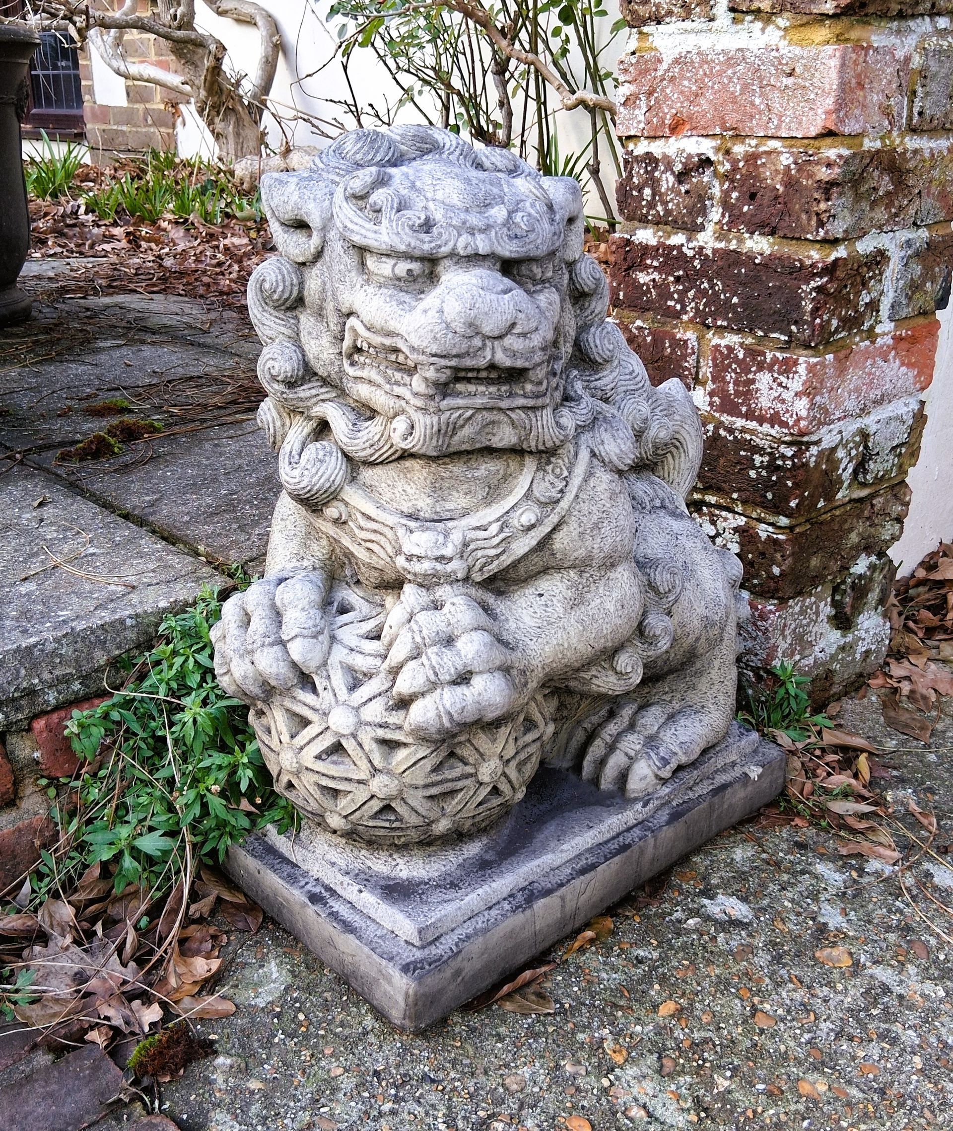 foo dog lion mythical eastern chinese stone garden statue