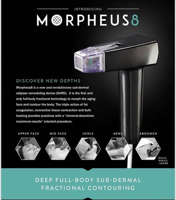 A poster for morpheus 8 , a deep full body sub-dermal fractional contouring device.