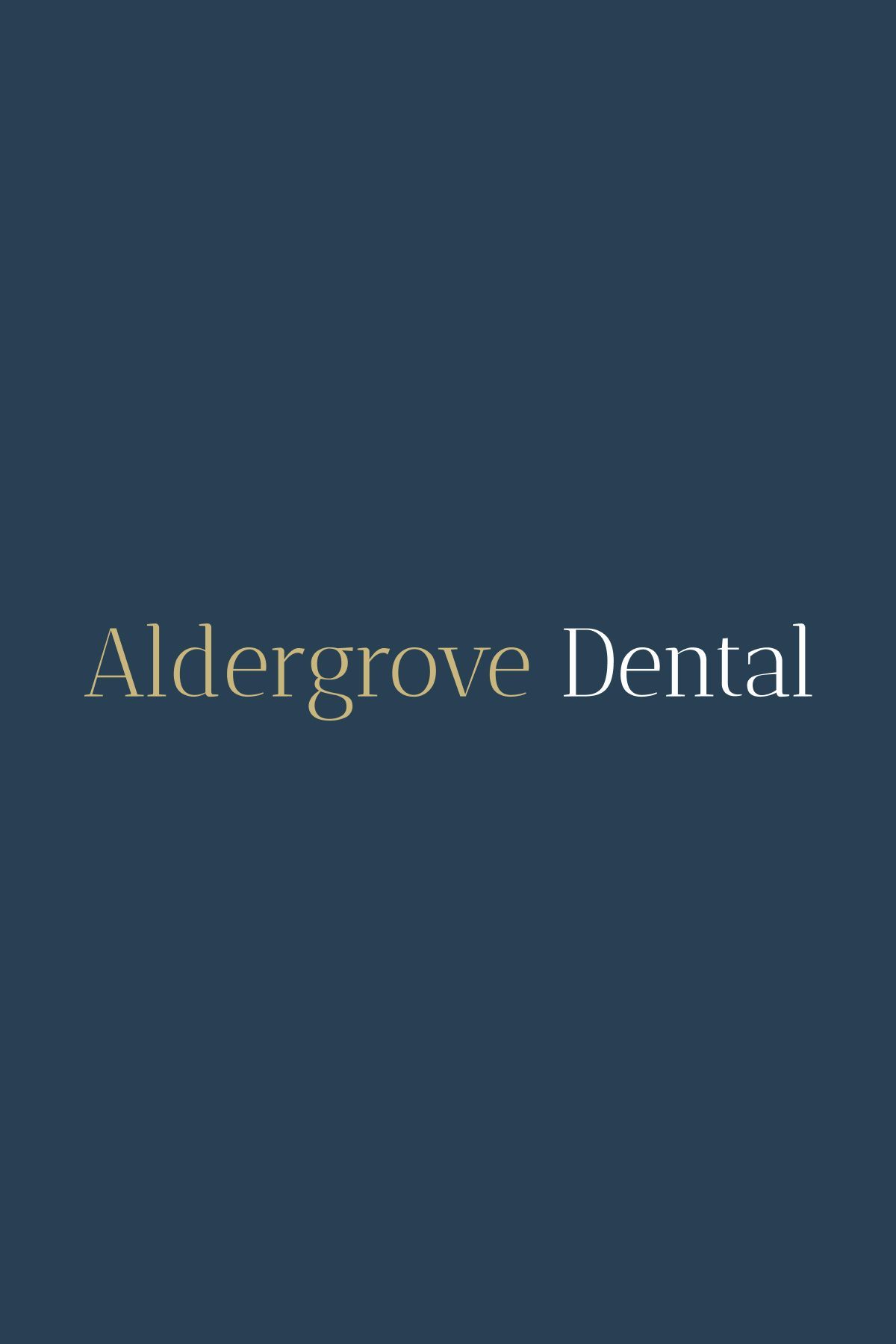 Aldergrove Dental logo on a dark blue background