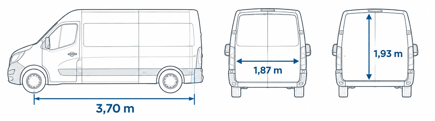 Abmessungen Opel MovanoTransporter RentMe365