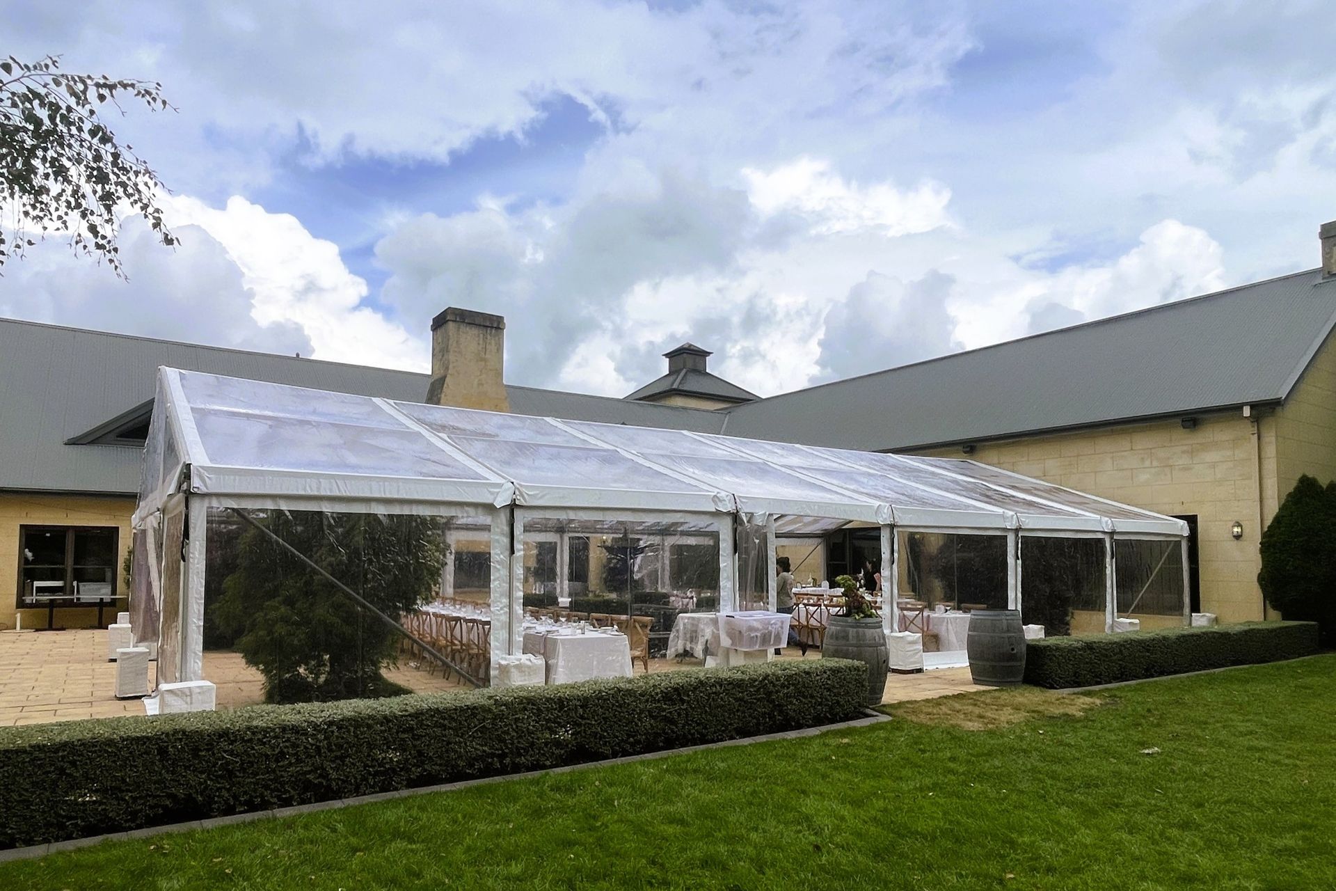10m Hoecker Marquee Structure
Clear Roofs, Clear Walls
Clear Span Structure
Centennial Vineyard Restaurant
Bowral NSW