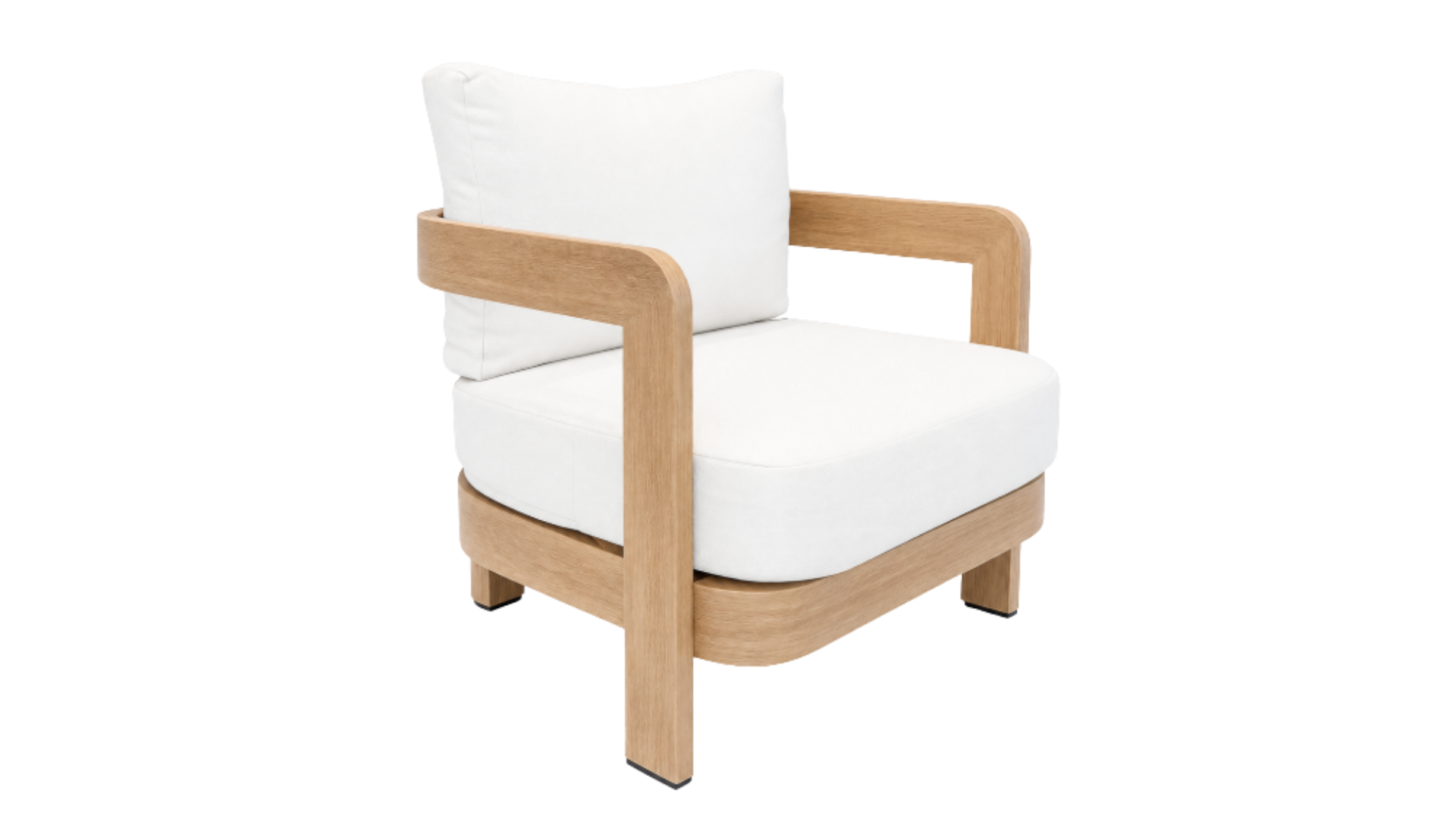 Balmain Outdoor Armchair. Timber Look Aluminium Frame, White Cushions