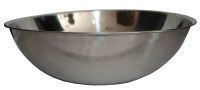 A stainless steel bowl on a white background.