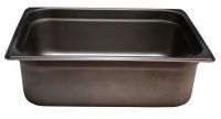 A stainless steel pan on a white background.