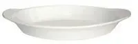 A white bowl with handles on a white background.