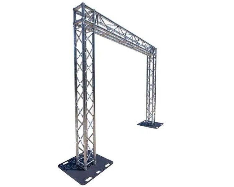 A Box Truss Frame / Arch with black base plate on a white background
