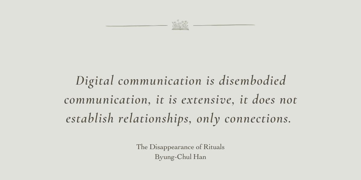 The Disappearance of Rituals by Byung-Chul Han - A Book Review by Sue Cartwright, Spiral Leaf
