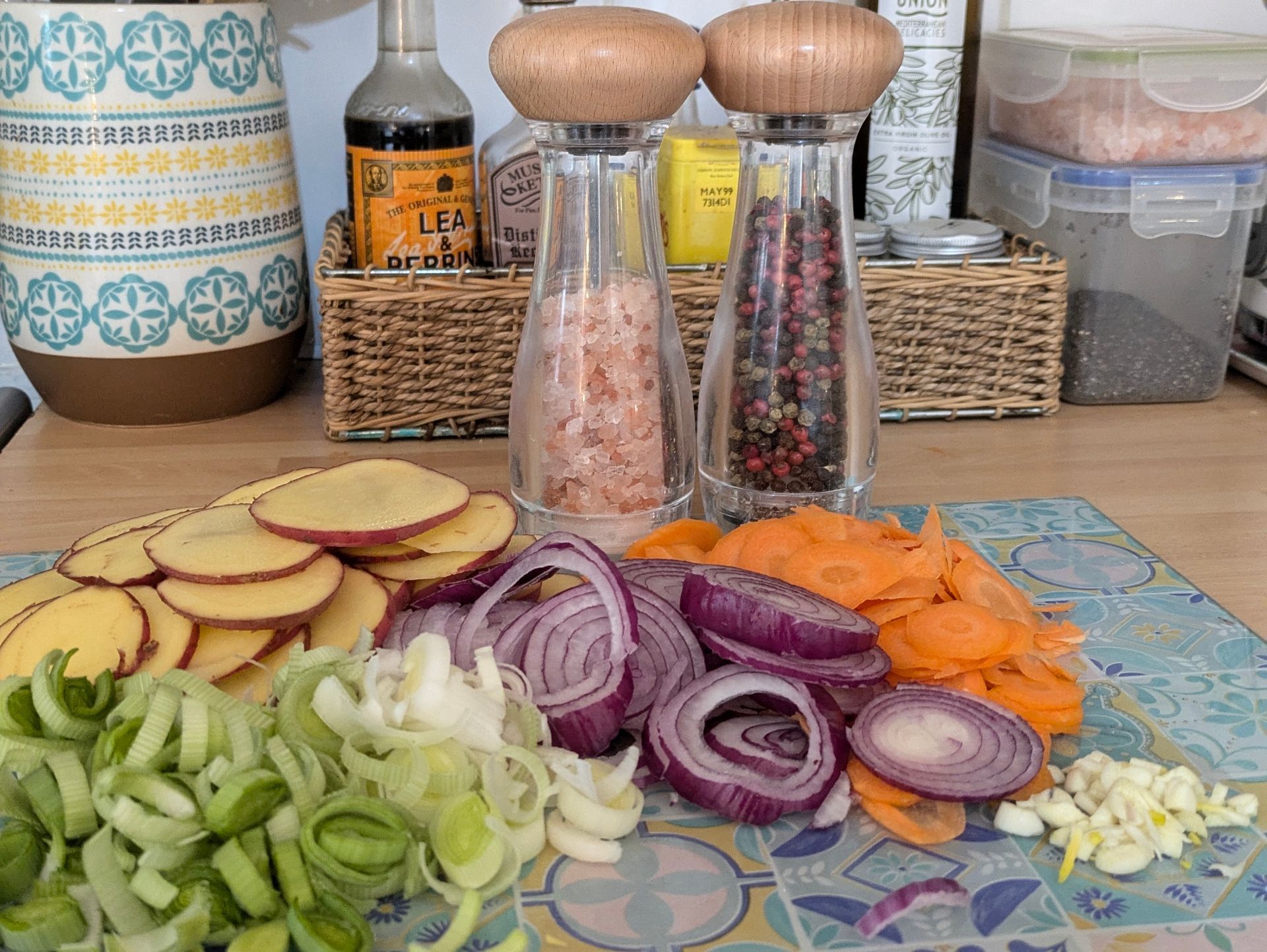 Healthy and Tasty Red Potato, Leek and Onion Pie - A Recipe by Sue Cartwright, Spiral Leaf