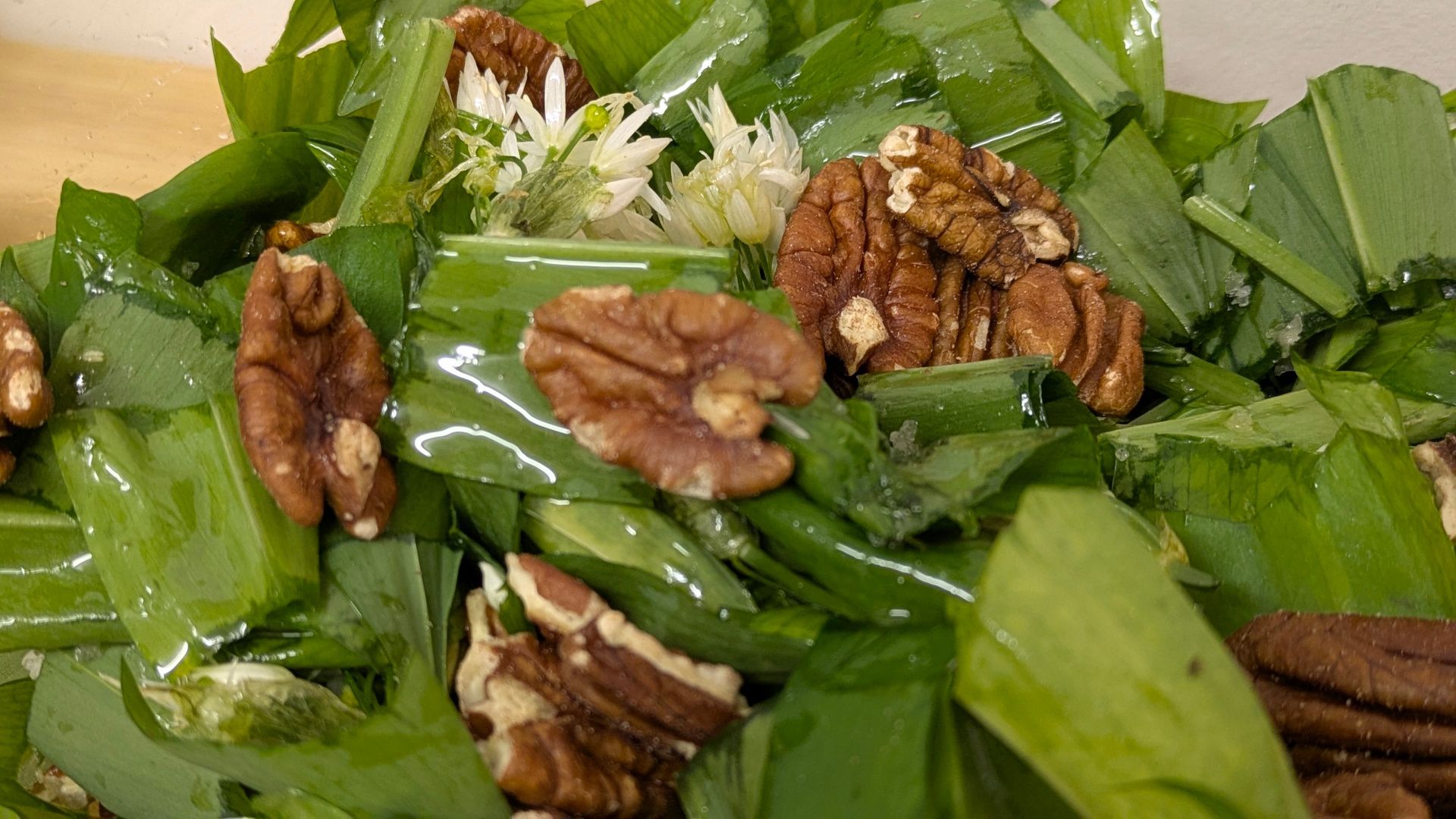 Wild Garlic and Pecan Nut Pesto - A Recipe by Sue Cartwright, Spiral Leaf