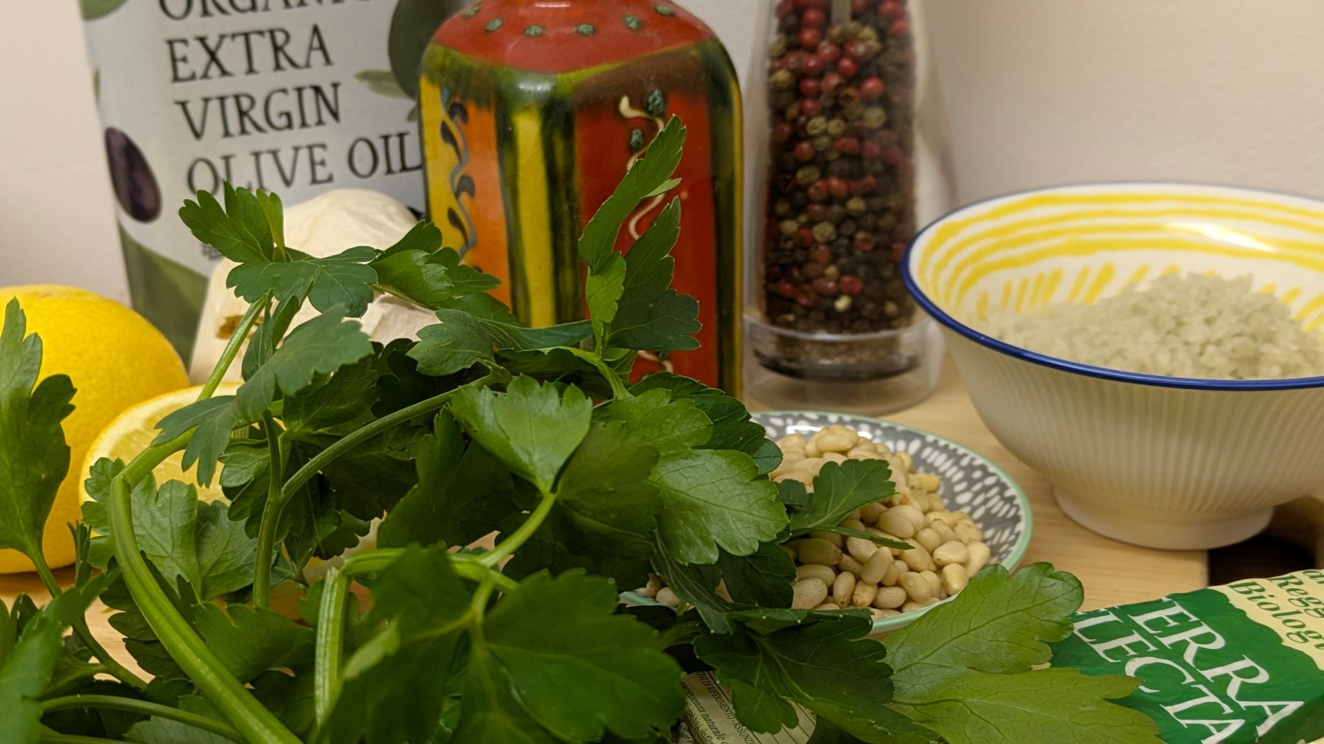 Mediterranean Parsley and Pine Nut Pesto - A Recipe by Sue Cartwright, Spiral Leaf