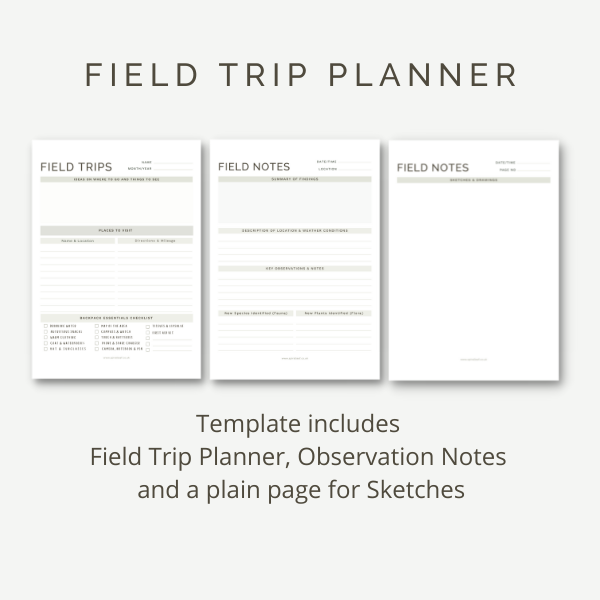 Field Trip Planner and Notes FREE PDF Download by Sue Cartwright, Spiral Leaf