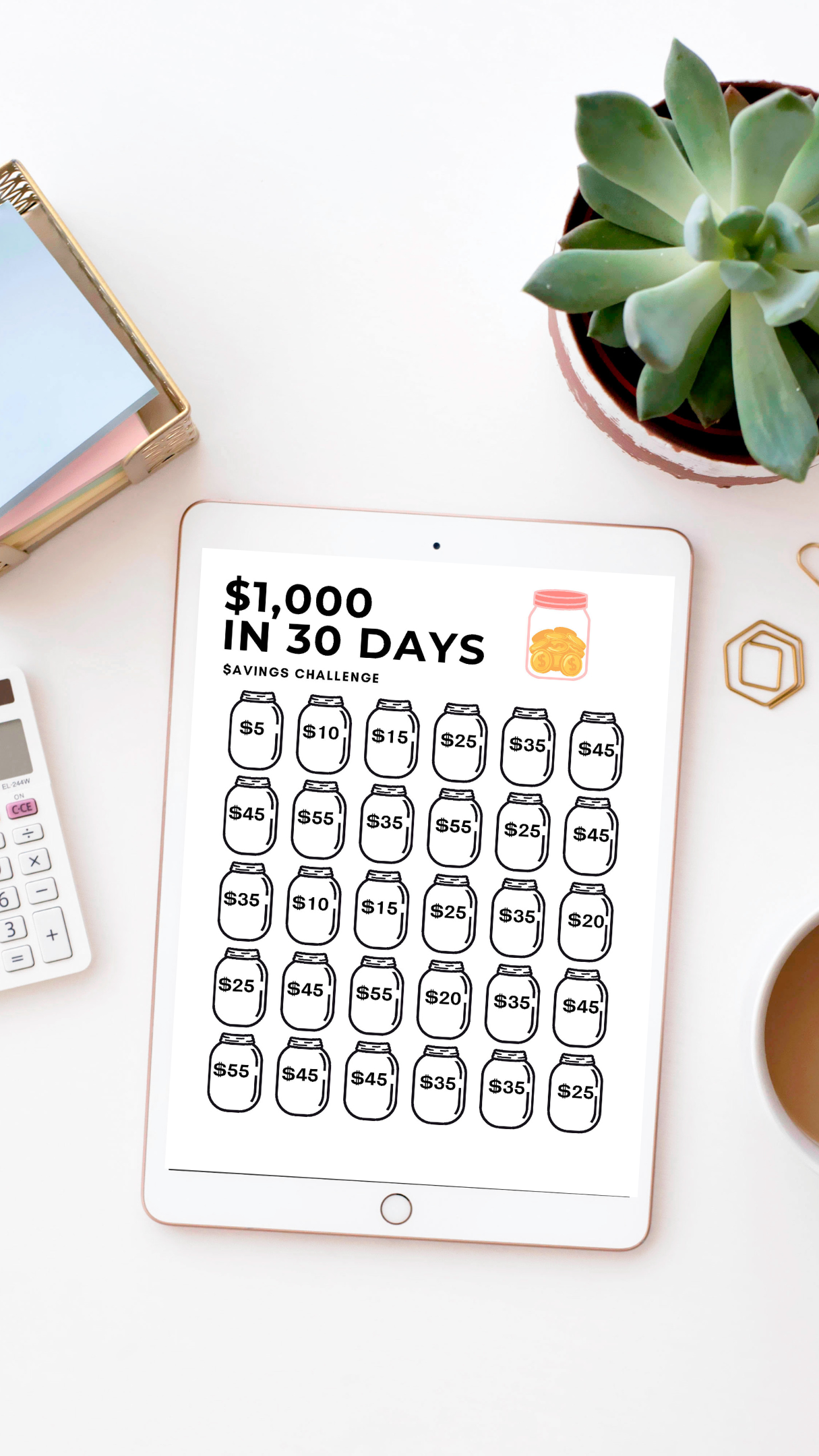 30 day dollar savings challenge to save money quickly to put towards your financial goals!