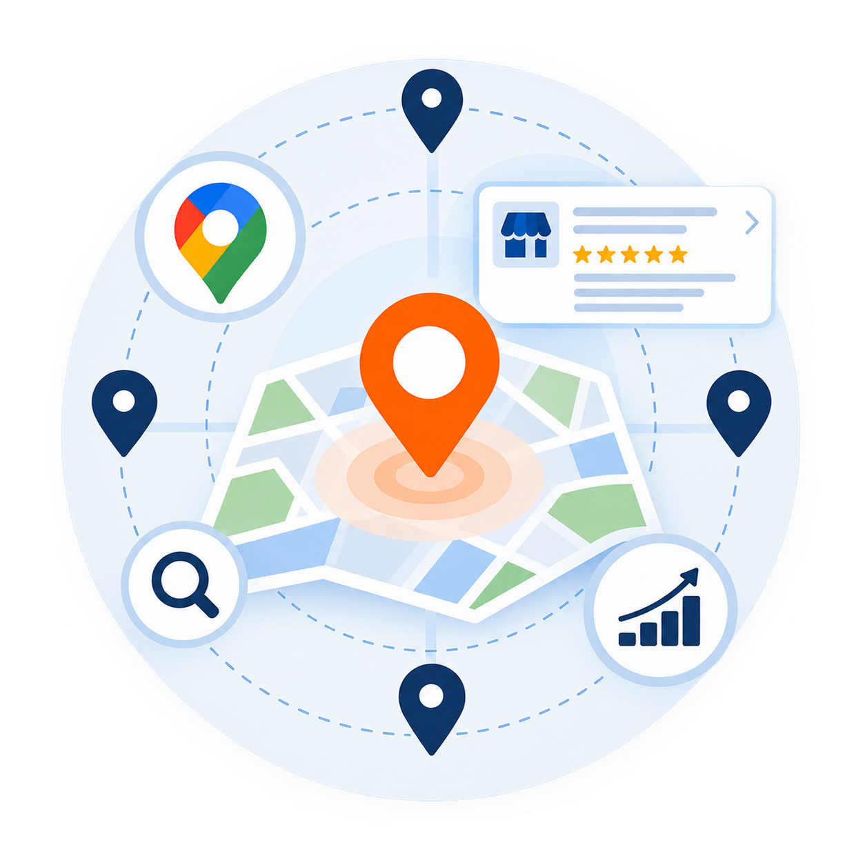 Get found with Google Maps SEO — a roofing company listing moving from red to green in local SEO rankings